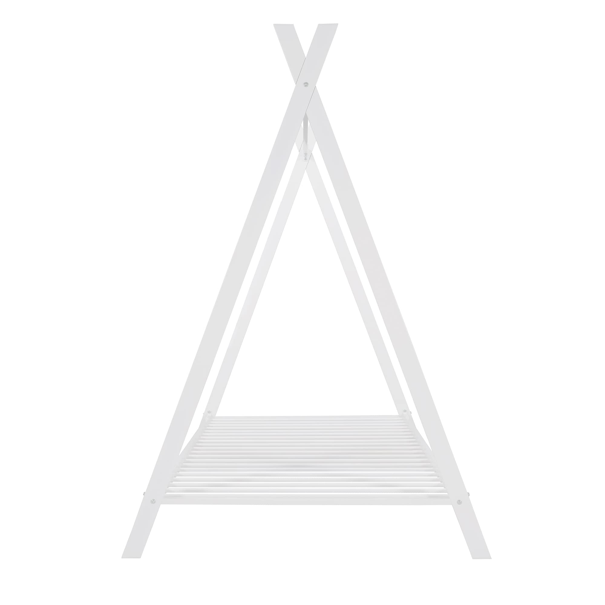 **CITYLIGHT Twin House Bed for Kids - White Metal Tent Bed with Slats, Montessori Floor Bed for Toddlers, Boys & Girls - Perfect for Bedrooms, Playrooms & Sleepovers**