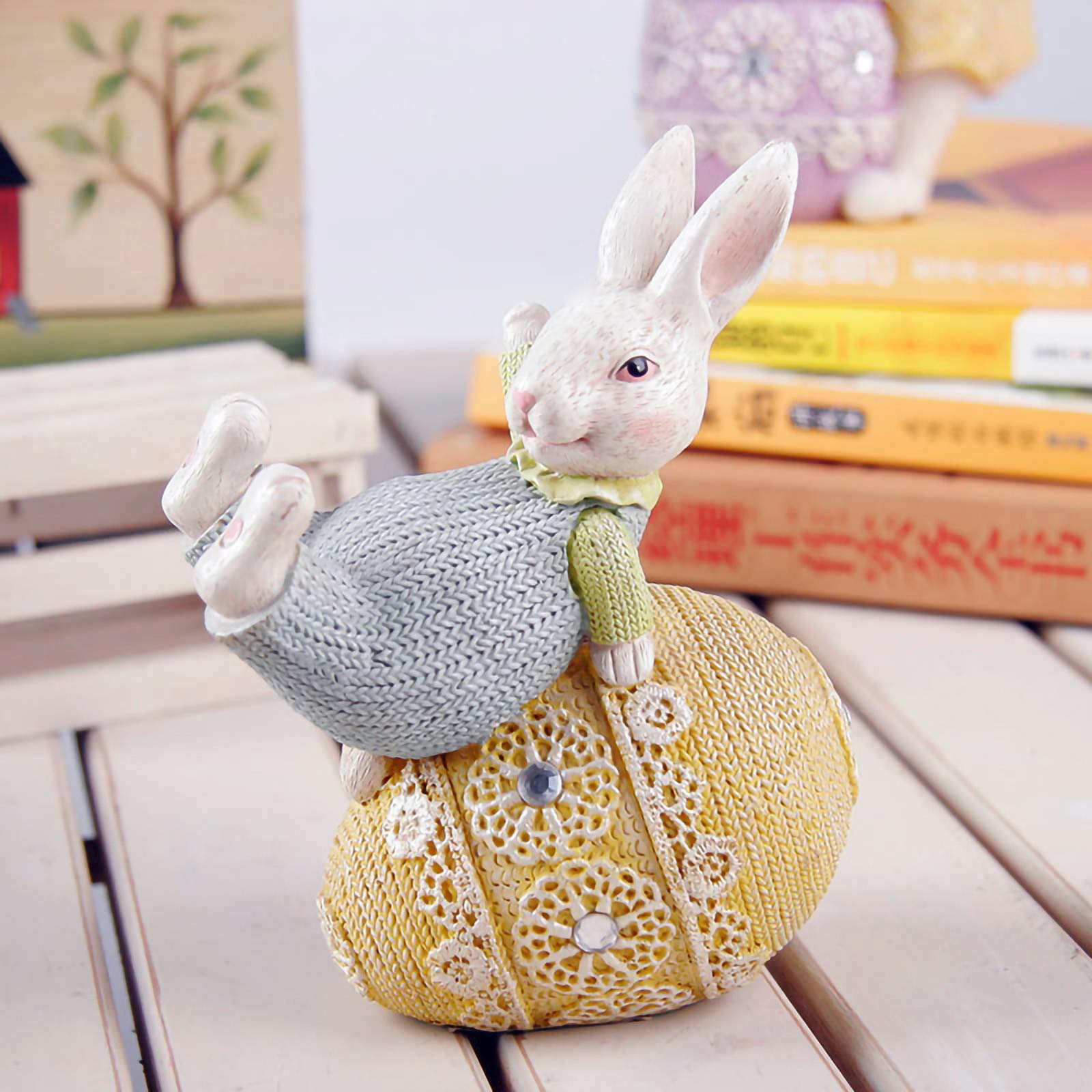Easter Bunny Figurine Decor - Spring Easter Rabbit Statue, Table Centerpiece for Holiday Party, Home Decor, Easter Tabletop Decoration (Set of 5) | Perfect for Easter Celebrations, Spring Home Decor, and Holiday Party Centerpieces