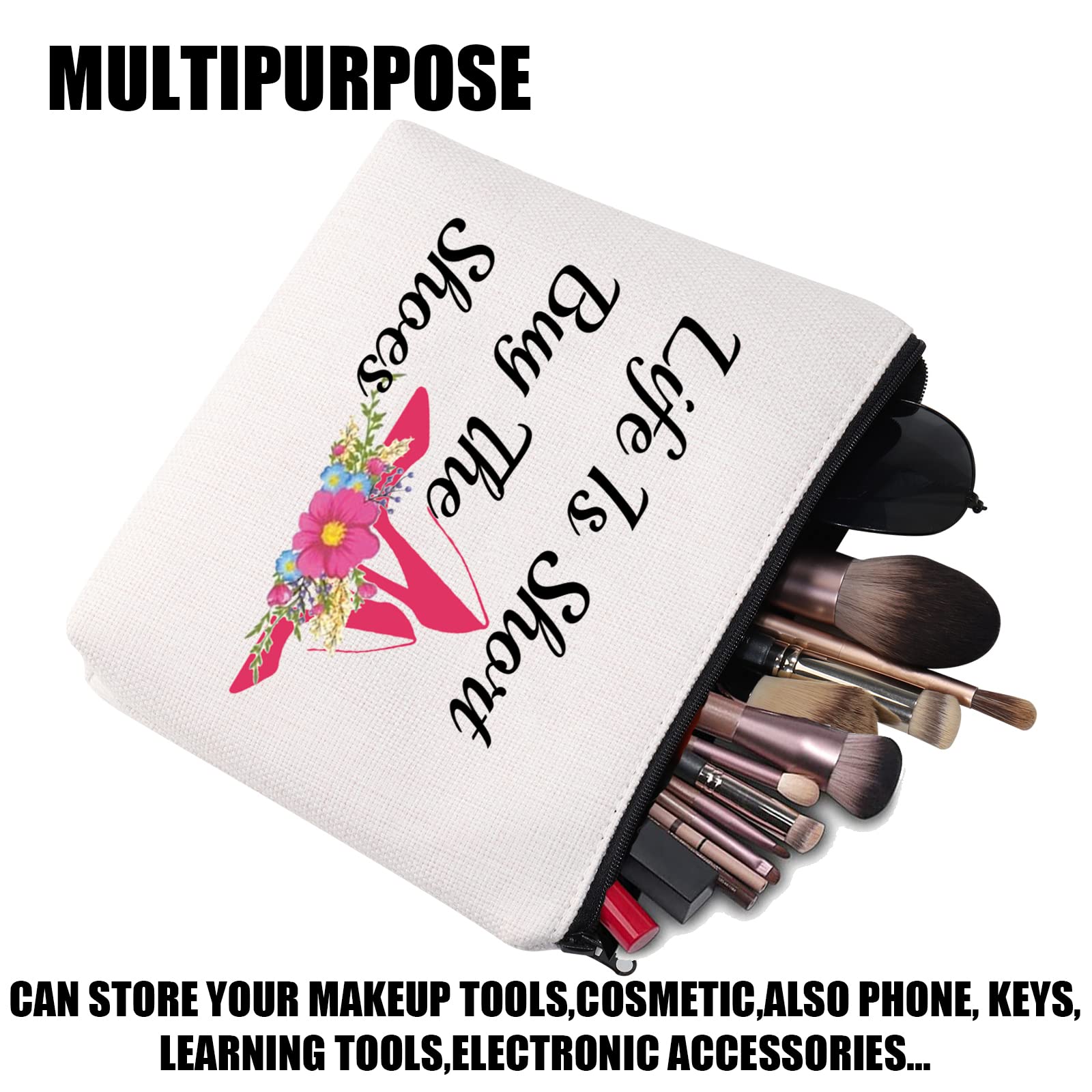 JYTAPP Women's High Heel Shoe Lover Gift - Fashion Novelty Cosmetic Makeup Bag for Ladies, Travel Makeup Pouch (Beige) - Perfect for Birthday Gifts, Travel Essentials & Shoe Enthusiast Collections