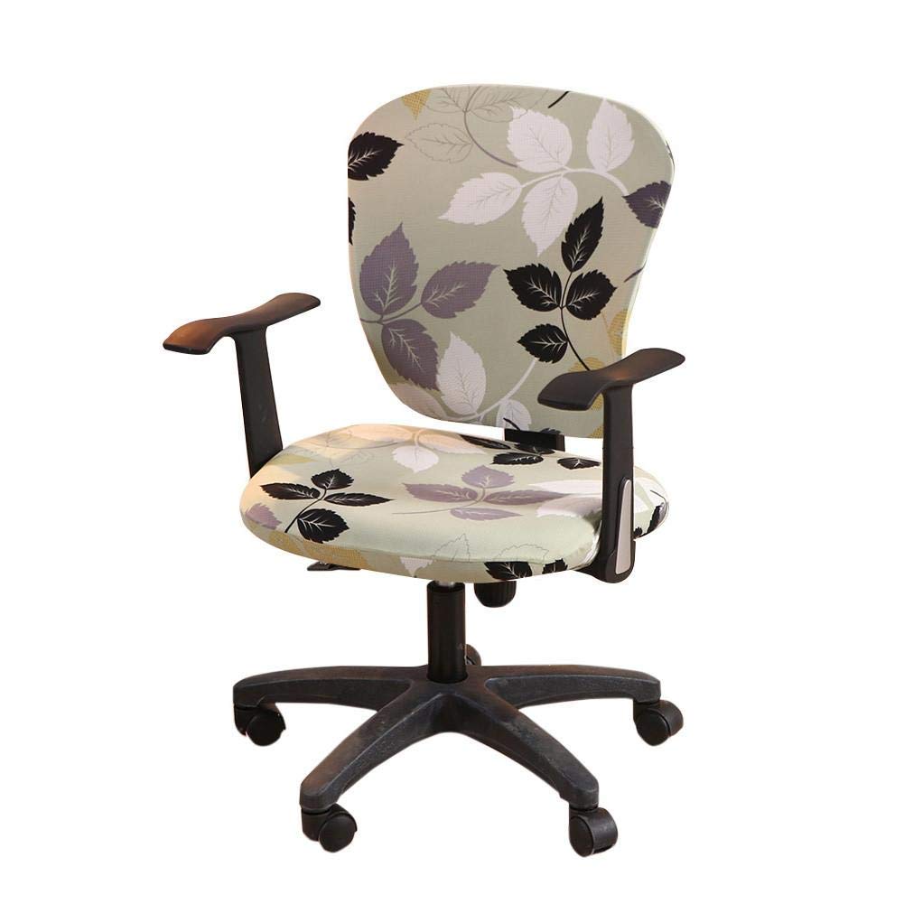 Stretchable Spandex Office Chair Covers - Washable & Removable Swivel Chair Protector for Home & Office (Leaf Pattern) - Perfect for Computer Chairs, Gaming Chairs & Dining Chairs