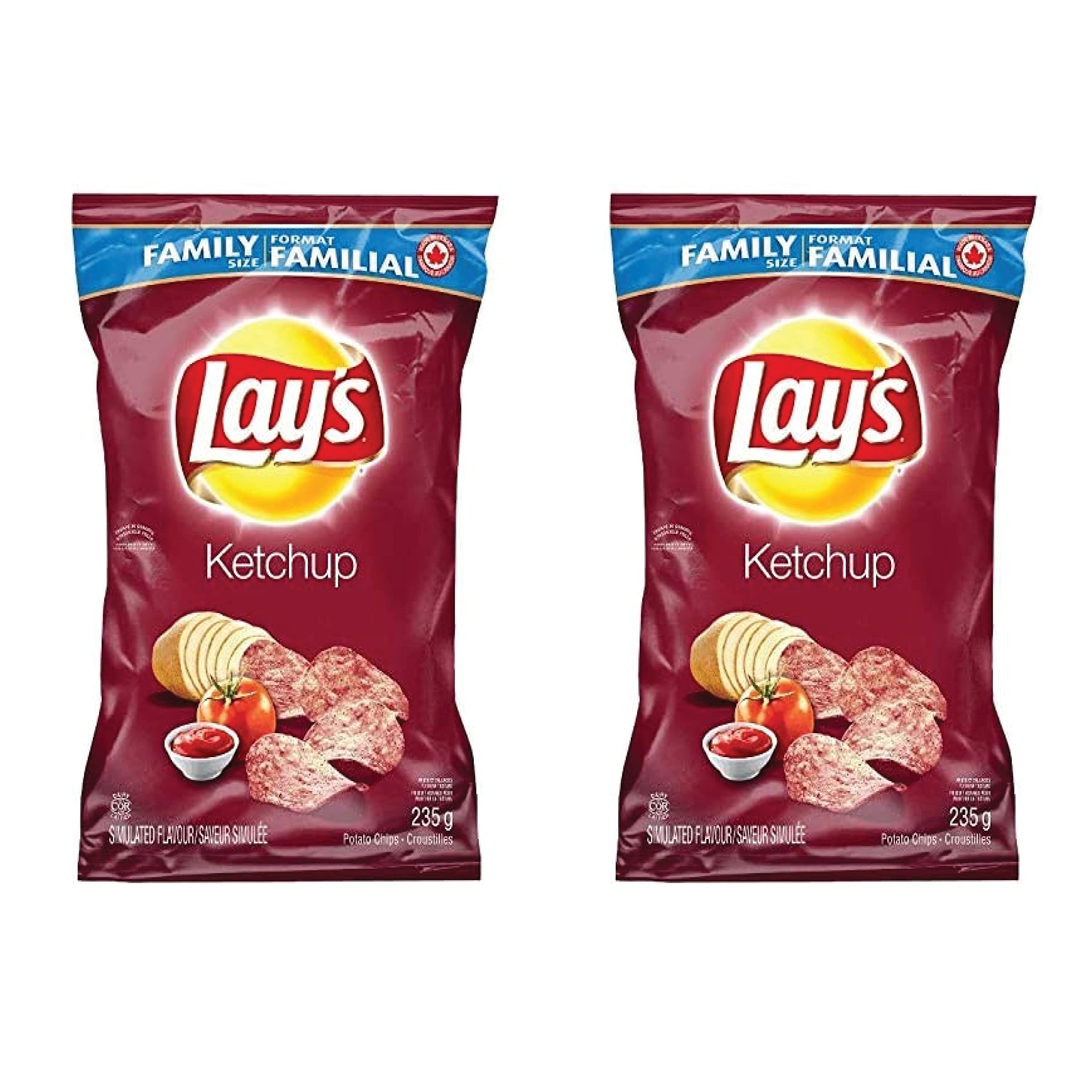 AZPantry Canadian Lays Ketchup Chips - Crush Proof Box (2-Pack) | Family Size Imported Snacks from Canada | Perfect for Parties, Road Trips & Movie Nights
