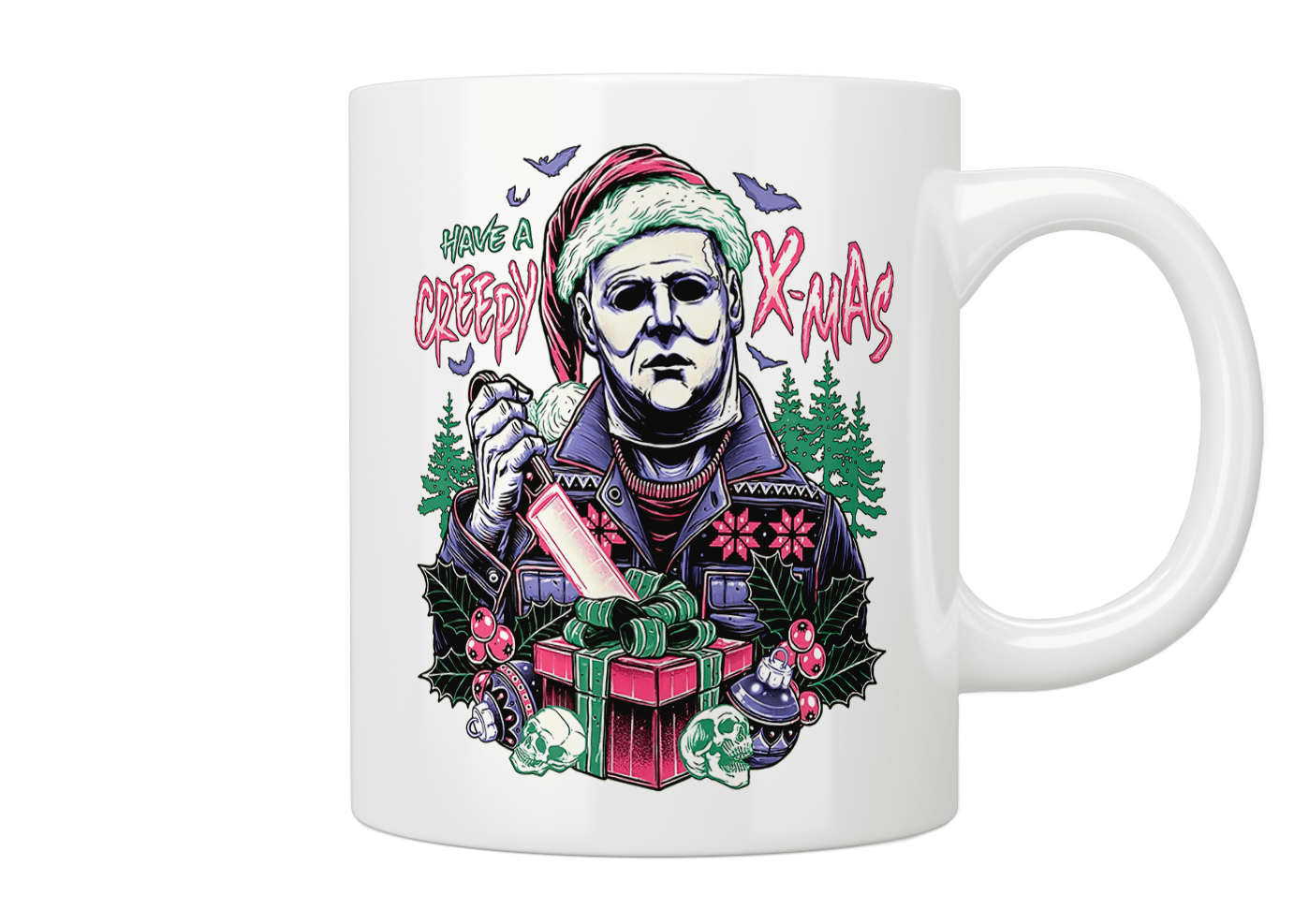 Michael Myers Have A Creepy Xmas Mug - Horror Movie Fan Gift, Halloween Christmas Coffee Cup - Perfect for Scary Movie Nights & Holiday Parties