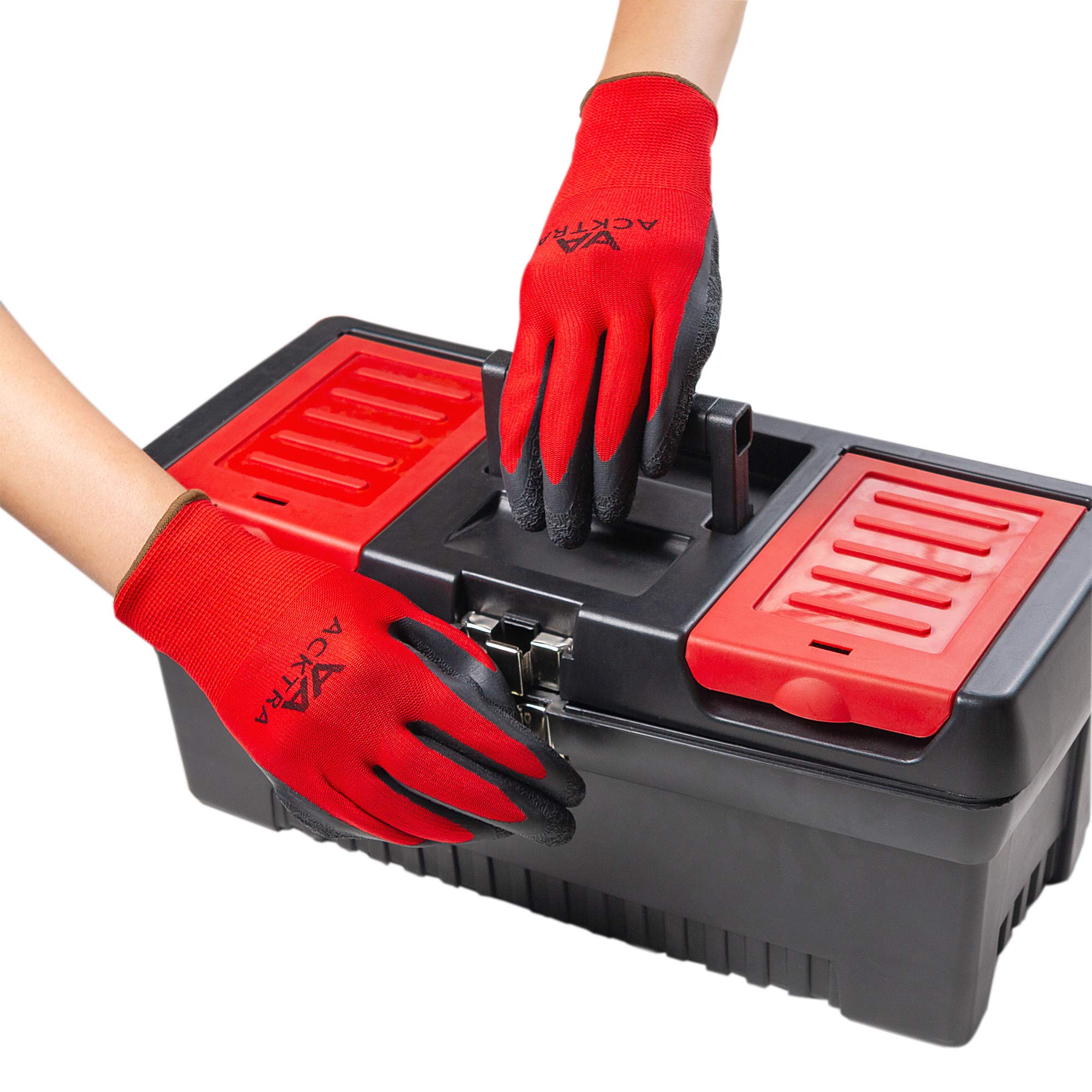Crinkle Rubber Coated Safety Work Gloves - Non-Slip Grip, Durable Protection for Construction, Gardening & DIY Projects (Bulk Pack WG008 RB) - Ideal for Landscaping, Warehouse Work and Heavy Duty Tasks