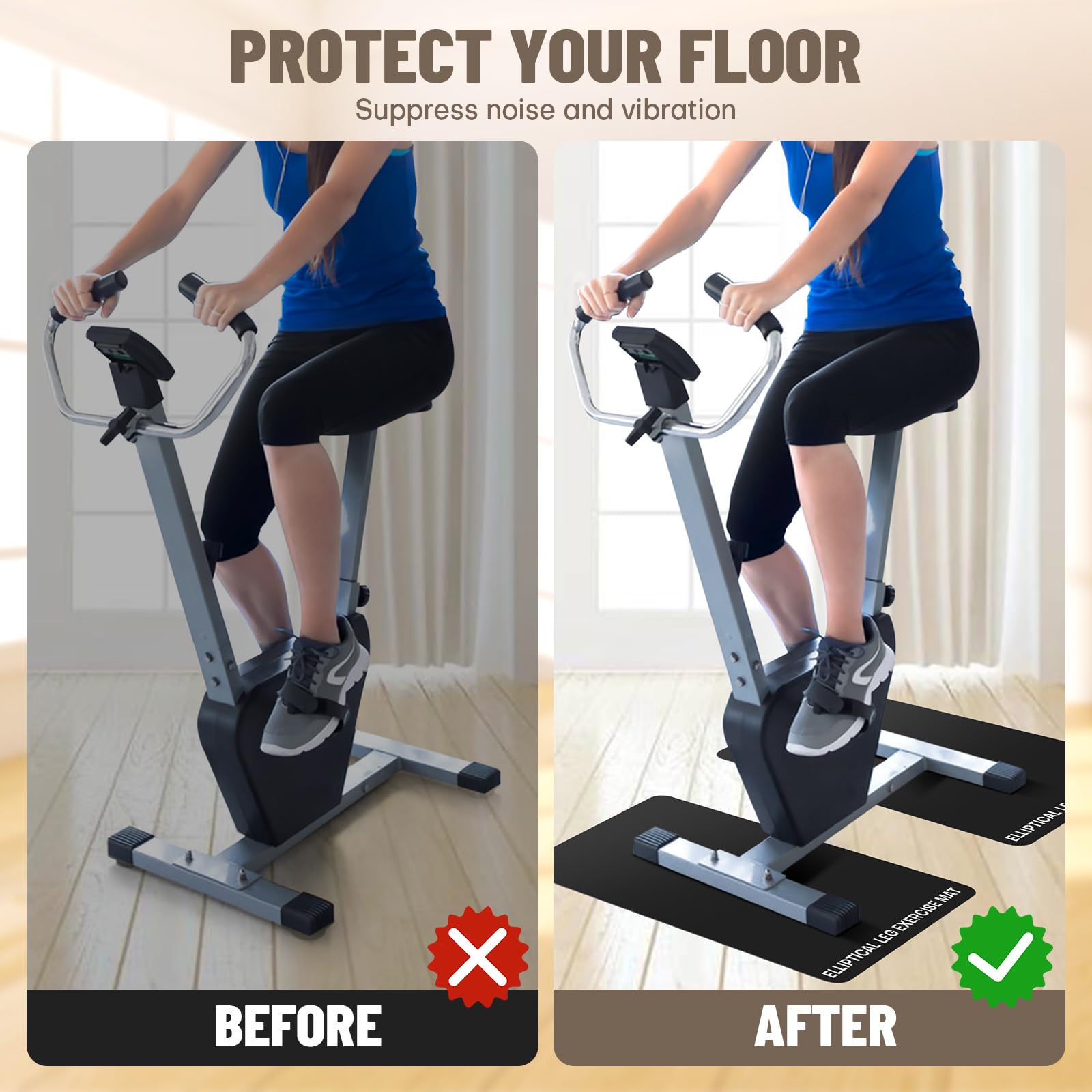 Under Desk Elliptical Machine - Quiet Portable Mini Exercise Bike for Office & Home Workouts | Non-Slip Floor Mat for Home Gym, Desk Cycling & Small Spaces | Perfect for Sedentary Workers & Home Fitness