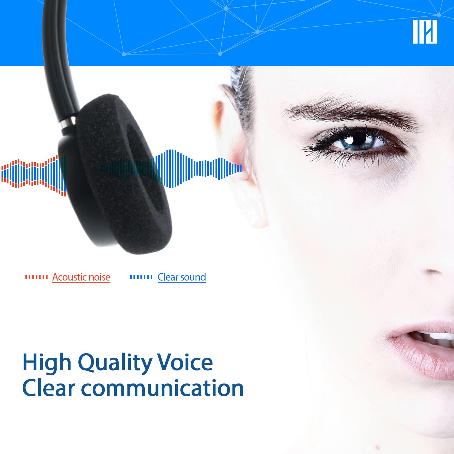 Noise Cancelling Headset with 3.5mm Jack - IPD IPH-165 Phone Headset for Android, iPhone, Laptop, Tablet & Smart Devices | Perfect for Office Calls, Online Classes & Gaming