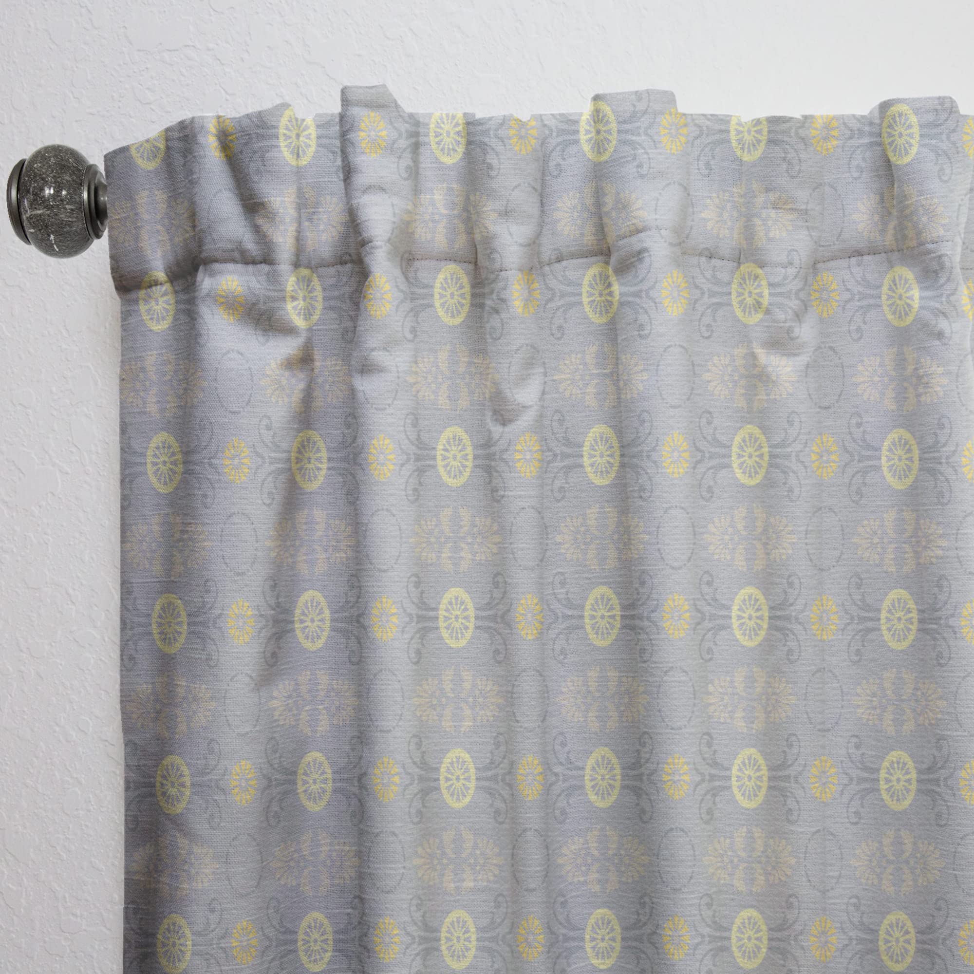 DesignQ Golden Cornflower Pattern Thermal Insulated Curtains - Single Panel 52x108 Inches - Elegant Bedroom & Living Room Window Drapes for Home Decor & Energy Efficiency