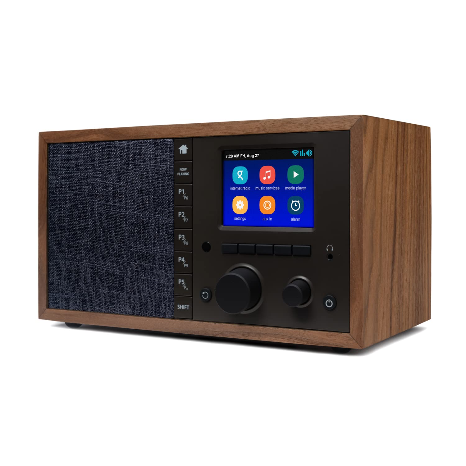 Grace Digital Mondo Elite Classic Smart Internet Radio with Bluetooth, Wi-Fi & Qi Wireless Fast Charger - 7-Day Alarm Clock, No Microphone (Walnut) - Perfect for Bedroom, Office and Kitchen Use