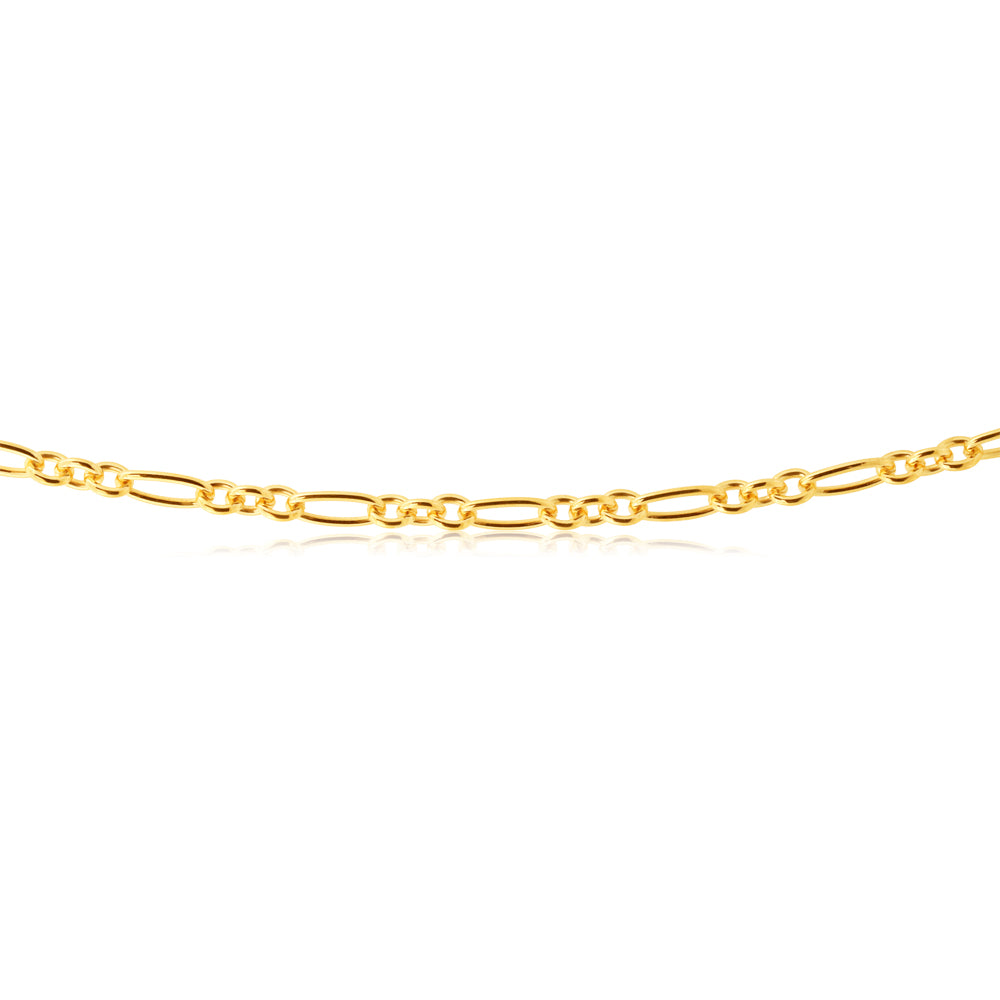 9ct Silver Filled 3:1 Figaro Chain Necklace - 50cm Length, 80 Gauge - Elegant Jewelry for Women, Perfect for Everyday Wear, Gifts & Special Occasions
