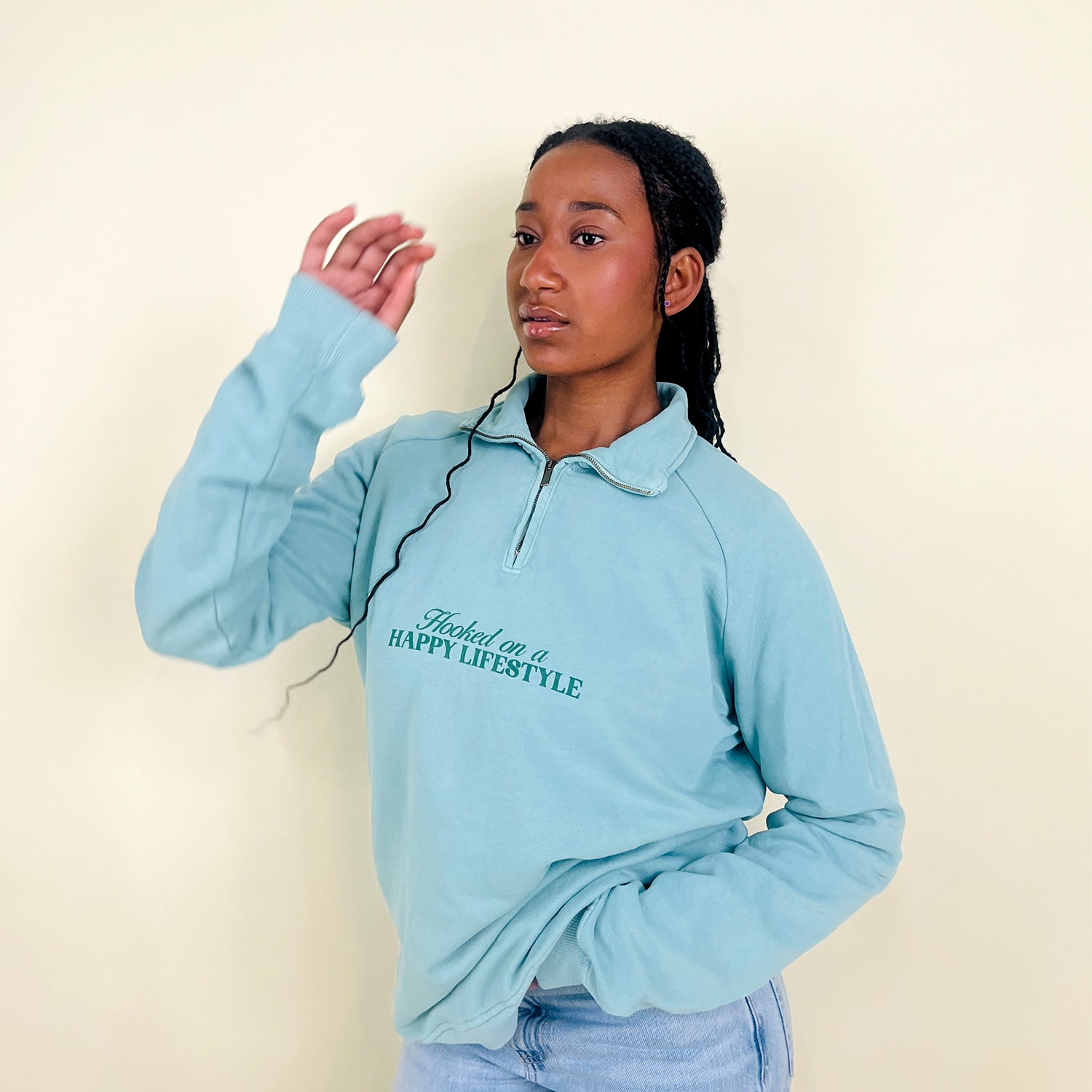 Half Zip Hooked Verde Pullover Sweatshirt for Men - Comfortable & Stylish Casual Wear for Outdoor Activities and Daily Use