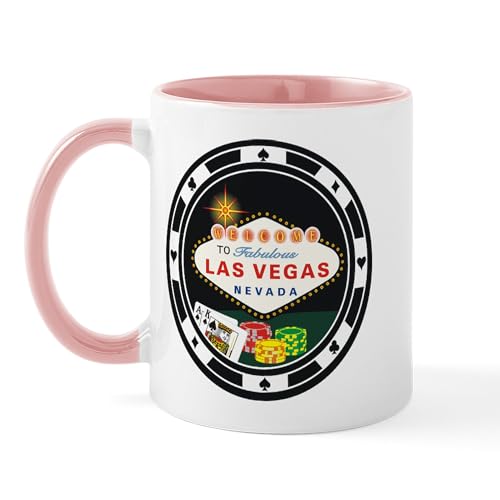 White/Pink Inside - Las Vegas Poker Chip Design Mug