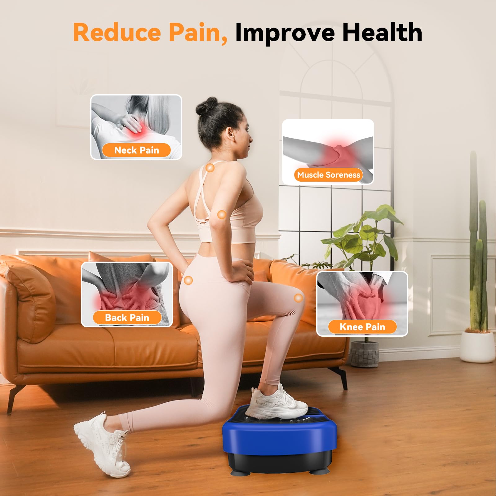 UCIN Vibration Plate Exercise Machine for Weight Loss & Home Fitness - 330 Lbs Capacity Vibrating Platform with Resistance Bands & Pilates Ball - Lymphatic Drainage & Muscle Toning for Women & Men - Perfect for Home Gym, Office Workout & Physical Therapy