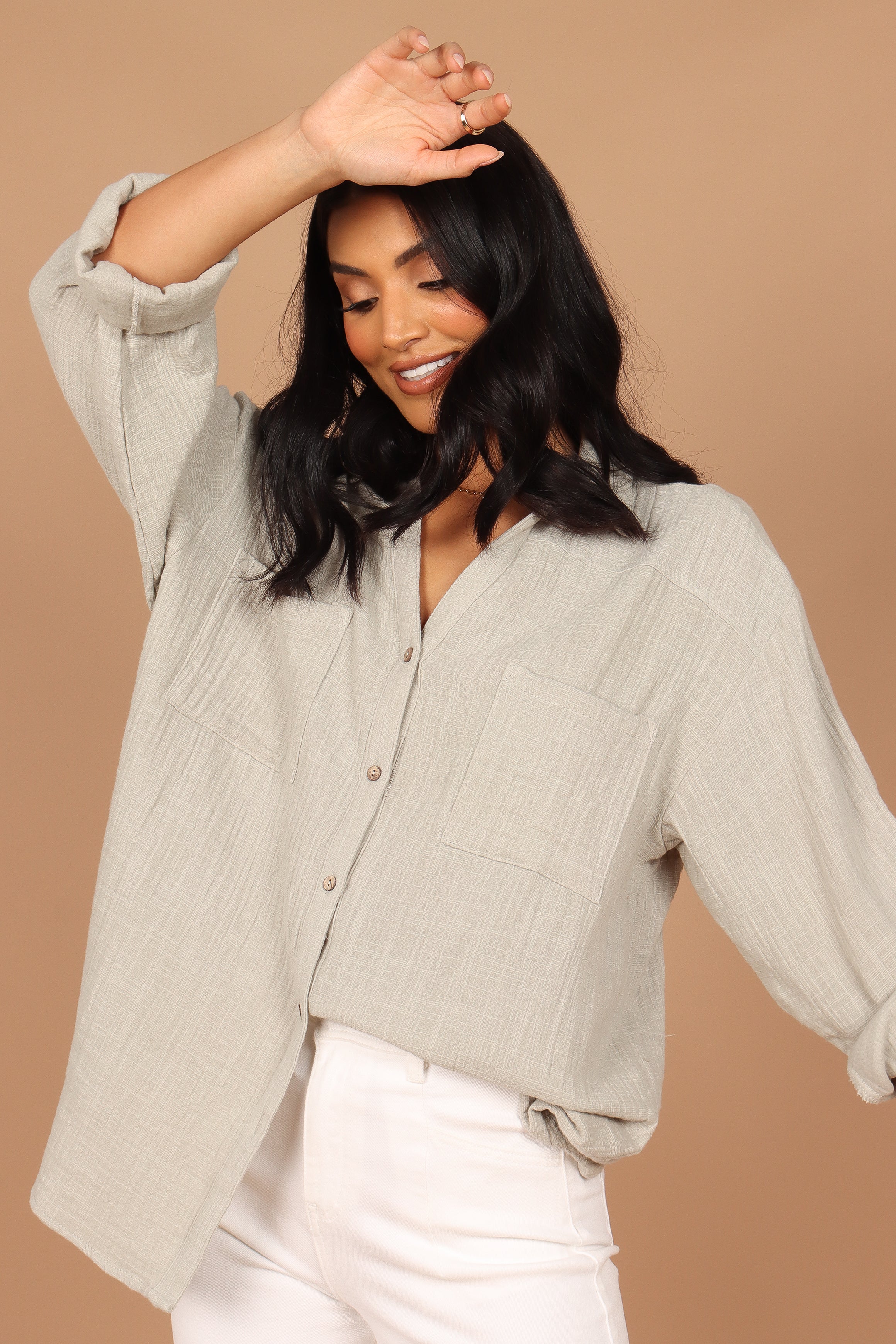 Bobby Button Down Top for Women - Soft Sage Green Casual Shirt | Perfect for Office, Outings & Everyday Wear
