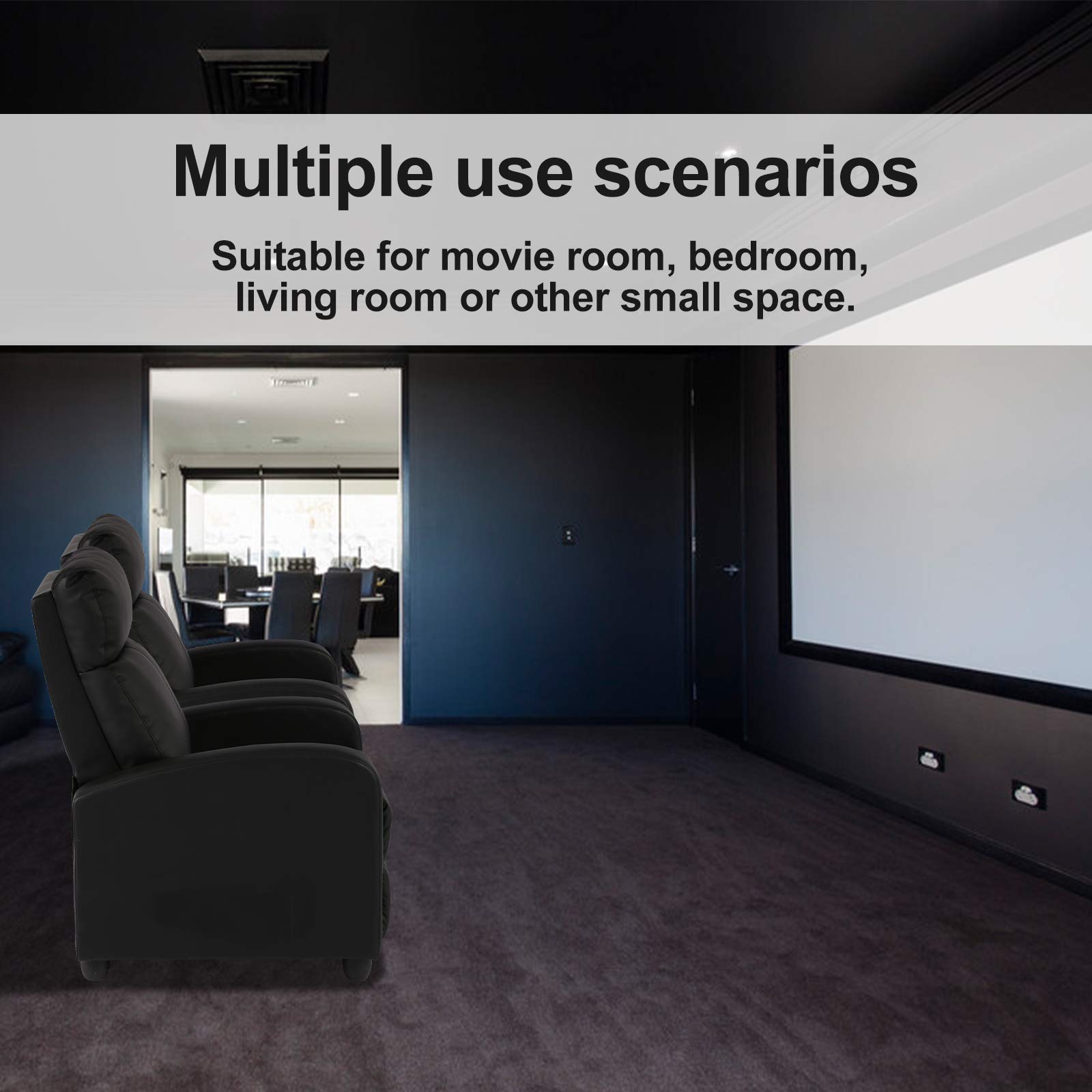 PU Leather Recliner Chair with High-Density Sponge - Wide Seat Living Room Lounge Chair for Home Theater, Office & Relaxation (Black)
