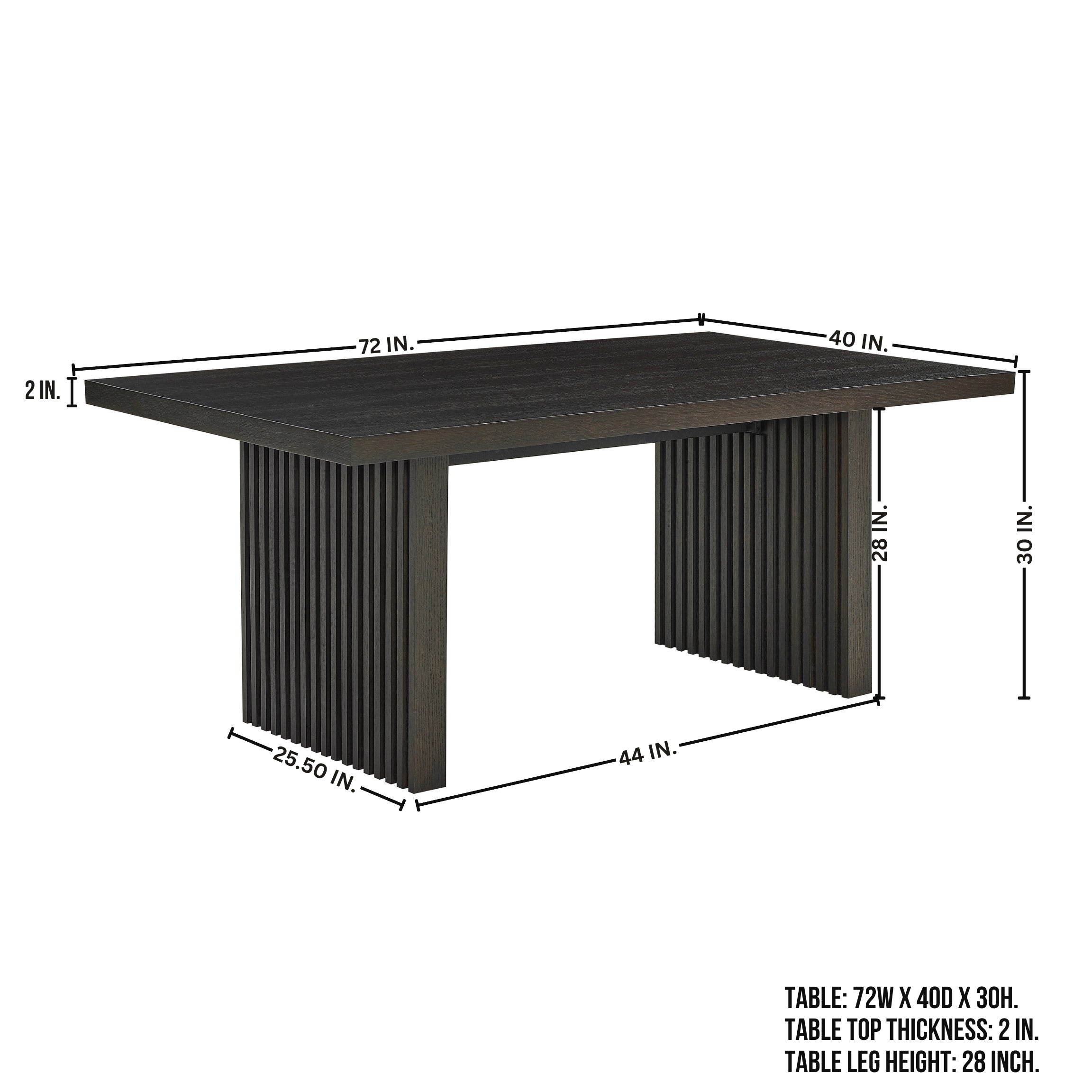 Roundhill Furniture Madison 7-Piece Dining Set - Gray Slat Fluted Dining Table with 6 Modern Upholstered Chairs for Kitchen, Dining Room & Small Space Decor