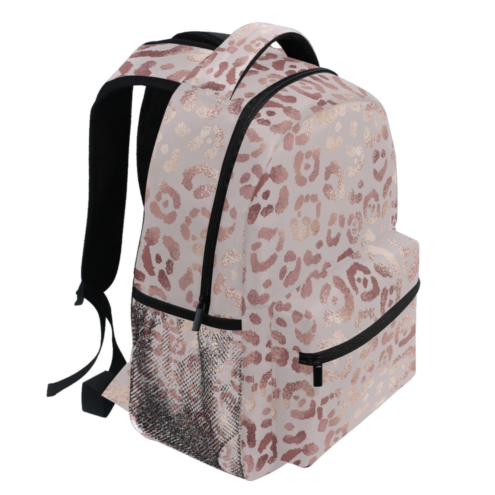 Stylish Rose Gold Leopard Print Laptop Backpack for College Students & Professionals - Durable School Bookbag with iPad/Tablet Compartment - Perfect for Travel, Work & Campus Life (One Size Fits All)