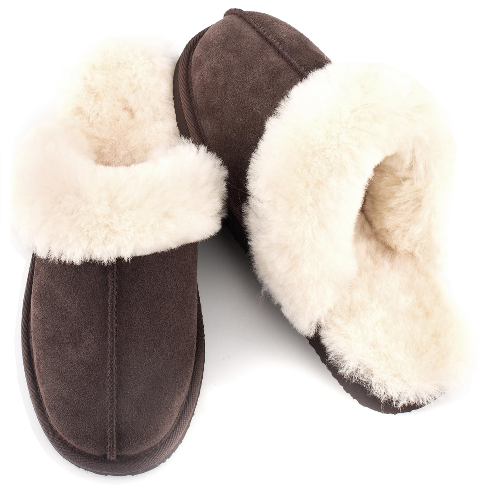 Cozy Women's Sheepskin House Slippers - Indoor/Outdoor Soft Shearling Winter Slippers for Women - Perfect for Home, Office & Travel Comfort