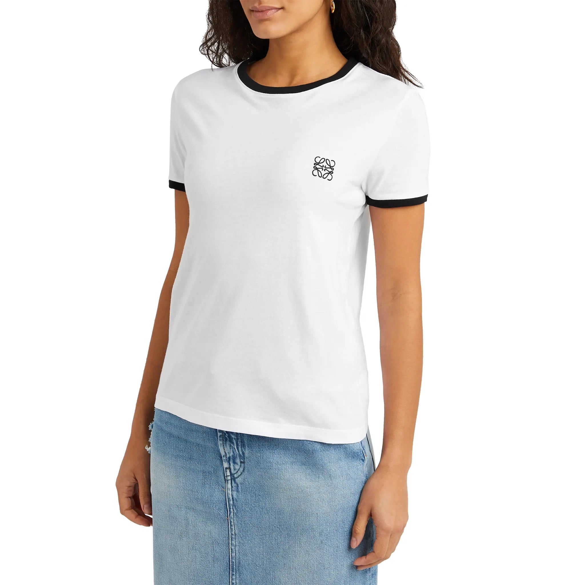 Loewe Anagram Embroidered White and Black Cotton T-Shirt for Men - Casual Wear, Street Style & Everyday Outfits