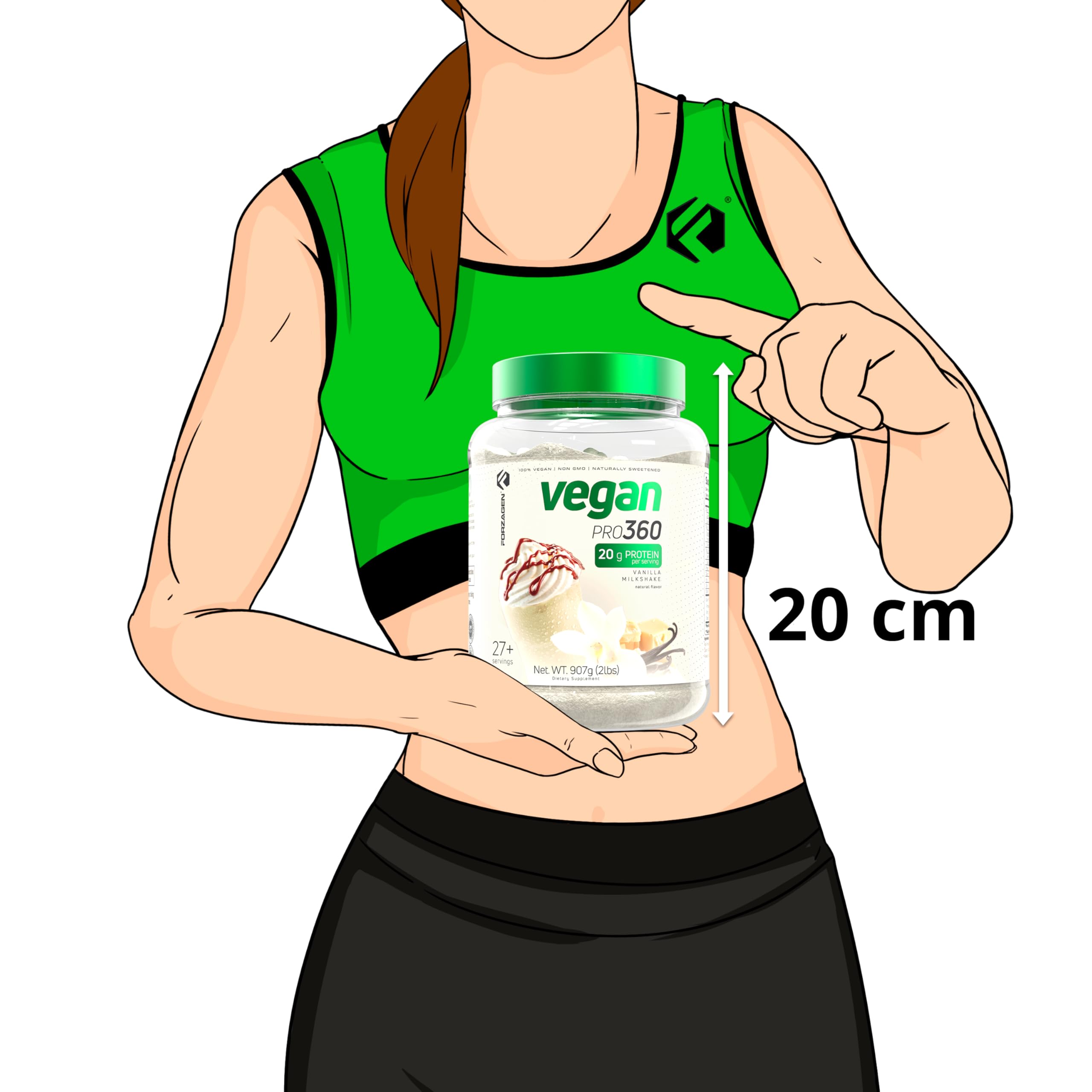 Forzagen Vegan Protein Powder 360 - 2 Lbs (27 Servings) | Plant-Based Protein Blend with Quinoa, Brown Rice & Pea Isolate | Dairy-Free, Soy-Free, Gluten-Free, Non-GMO | Vanilla Milkshake Flavor | Perfect for Post-Workout Recovery & Muscle Building