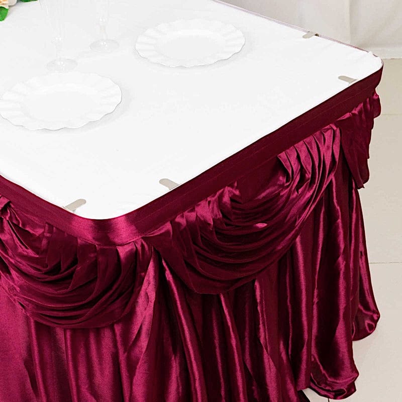 Elegant Satin Table Skirt - Classic Drape Tablecloth for Wedding, Banquet & Party Decor - Perfect for Formal Events & Home Decorations