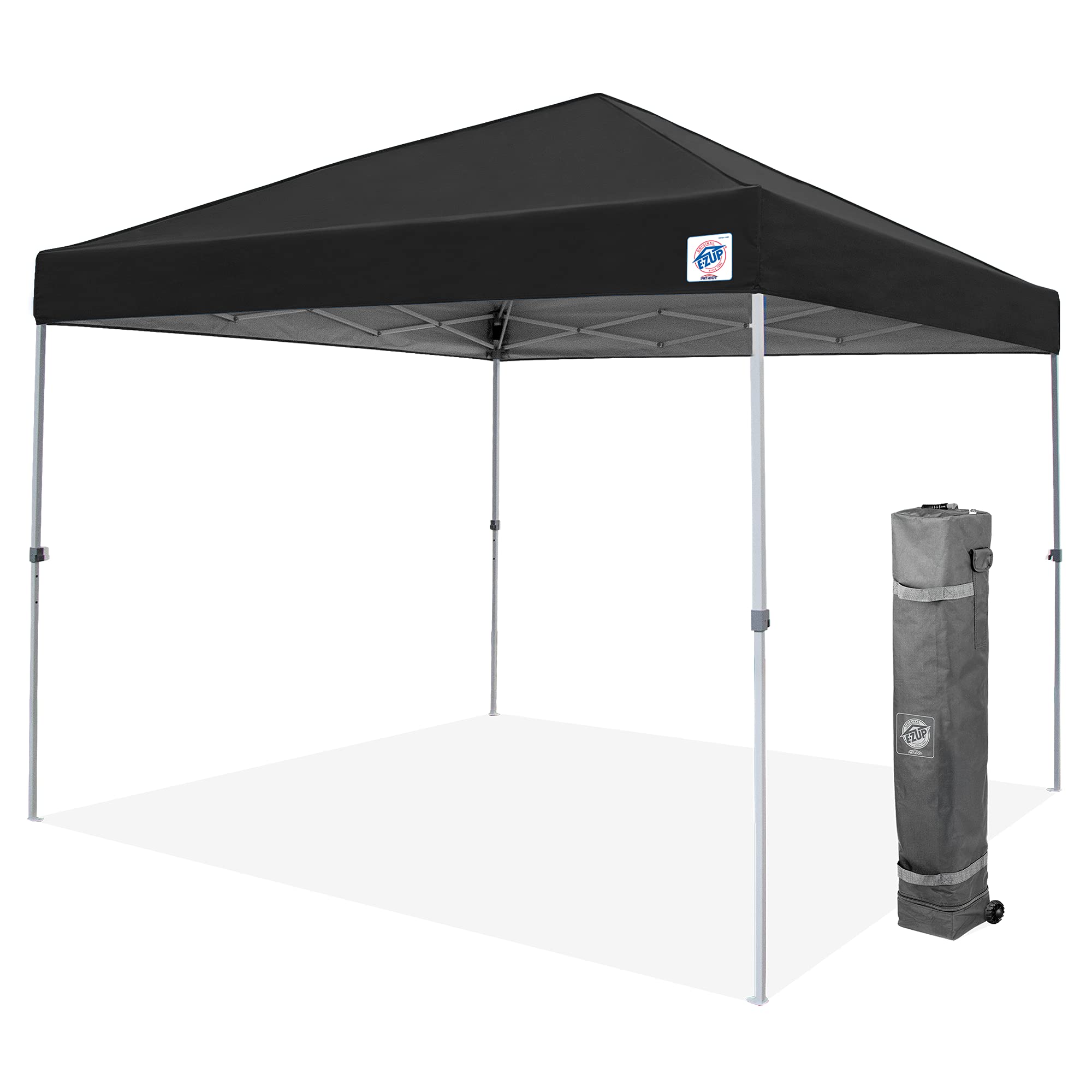 E-Z UP Patriot ONE-UP Technology Shelter - 10' x 10' Instant Canopy Tent with Carry Bag, Black (PTSBK10) - Perfect for Outdoor Events, Camping, and Tailgating
