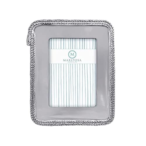 MARIPOSA Rope Statement Picture Frame - 5x7 Inch Silver Photo Frame for Wall Decor, Tabletop Display, Wedding, Home & Office Decor