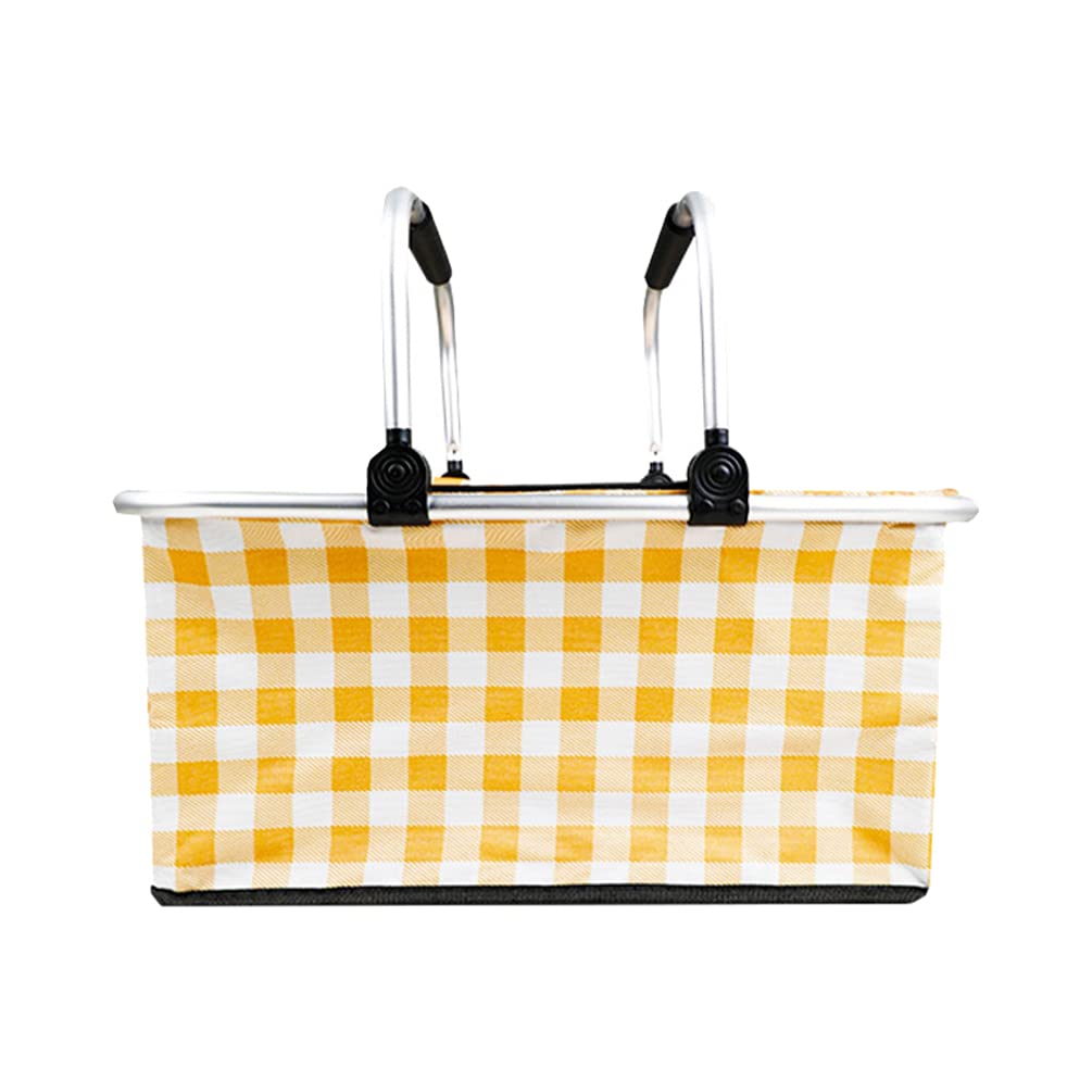 Premium Insulated Picnic Basket - 30L Portable Foldable Cooler Bag for Outdoor, Travel & Camping | Thickened Heat Retention Design | Perfect for Beach, Park & Family Gatherings (Yellow)