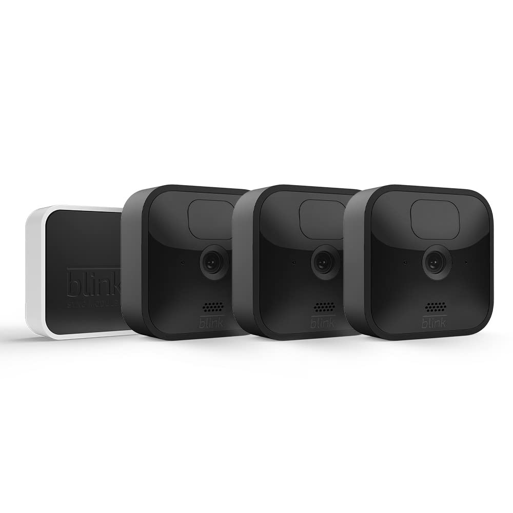Blink Outdoor 3-Camera Security System with Sync Module - Wireless HD Smart Home Camera, 2-Year Battery Life, Motion Detection, Alexa Enabled - Perfect for Home, Garage & Backyard Surveillance