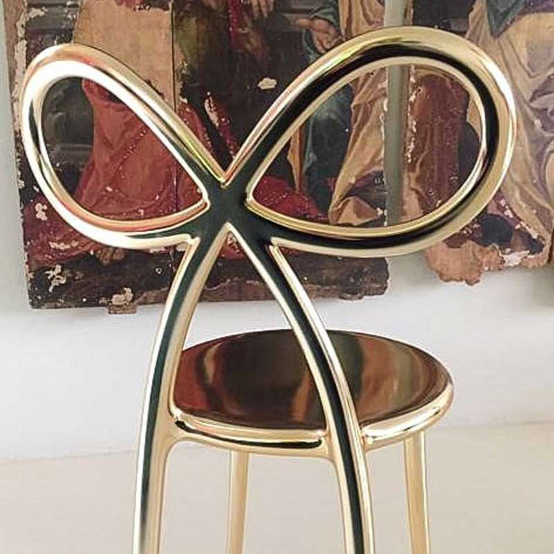 Qeeboo Ribbon Chair Metal Set of 2 - Modern Sculptural Dining Chairs for Living Room, Bedroom & Office Decor