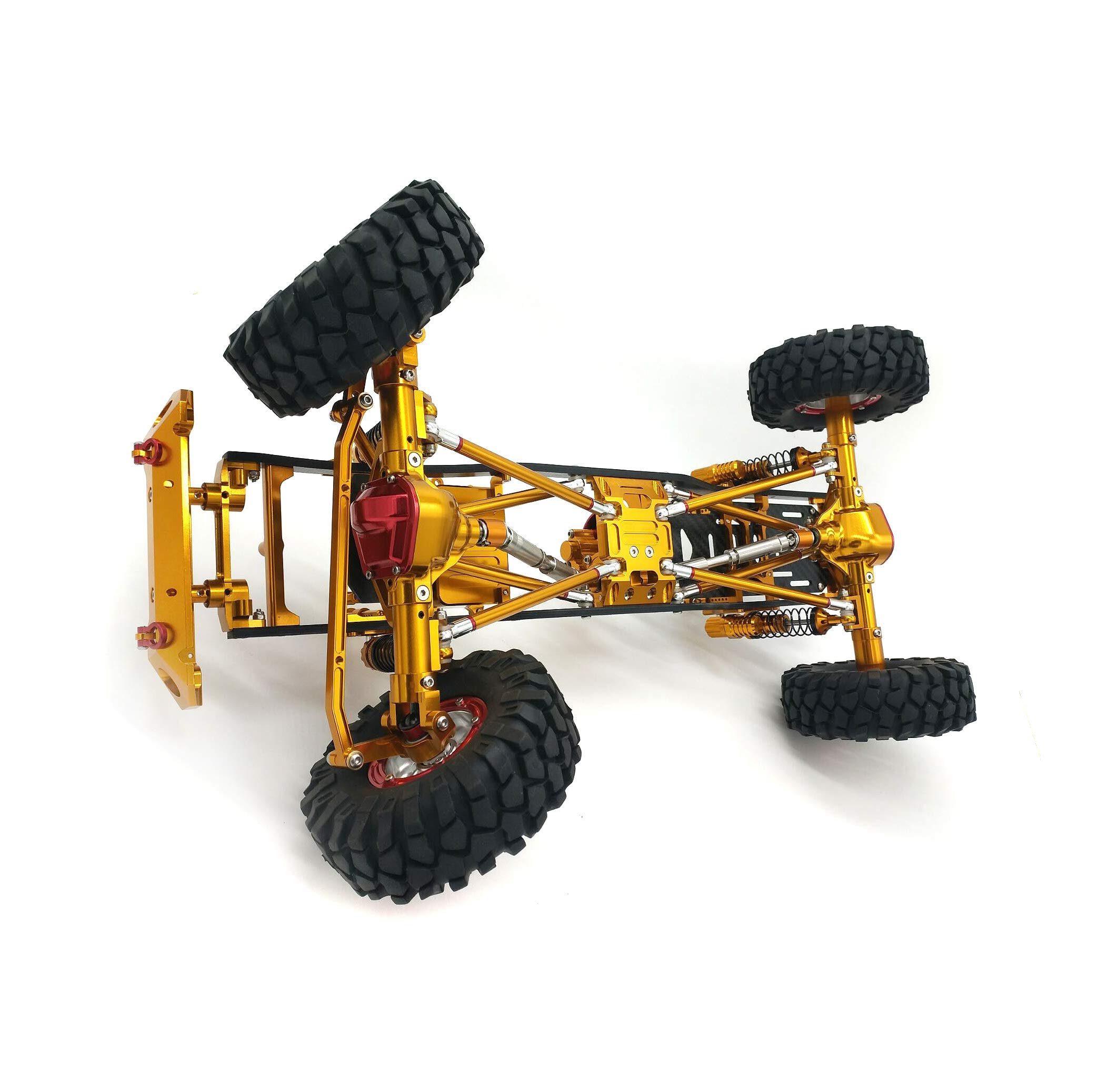 1/10 Scale CNC RC Rock Crawler Chassis - Upgraded Yellow SCX10 Tires for Off-Road Adventure & Trail Crawling