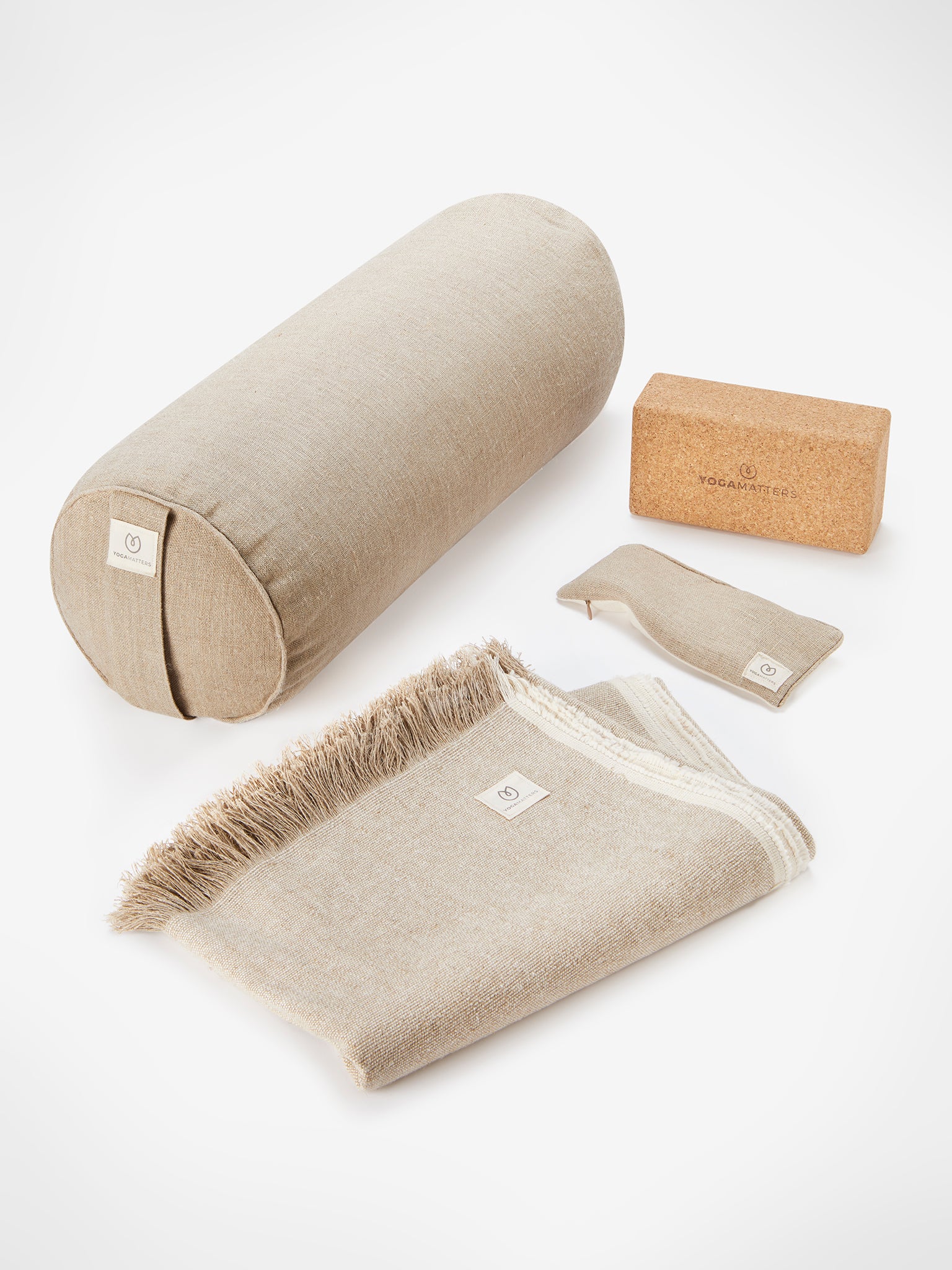 Yogamatters Hemp Restorative Yoga Kit - Eco-Friendly Yoga Mat, Bolster & Blocks Set for Relaxation & Meditation | Perfect for Home Practice, Studio Sessions & Stress Relief