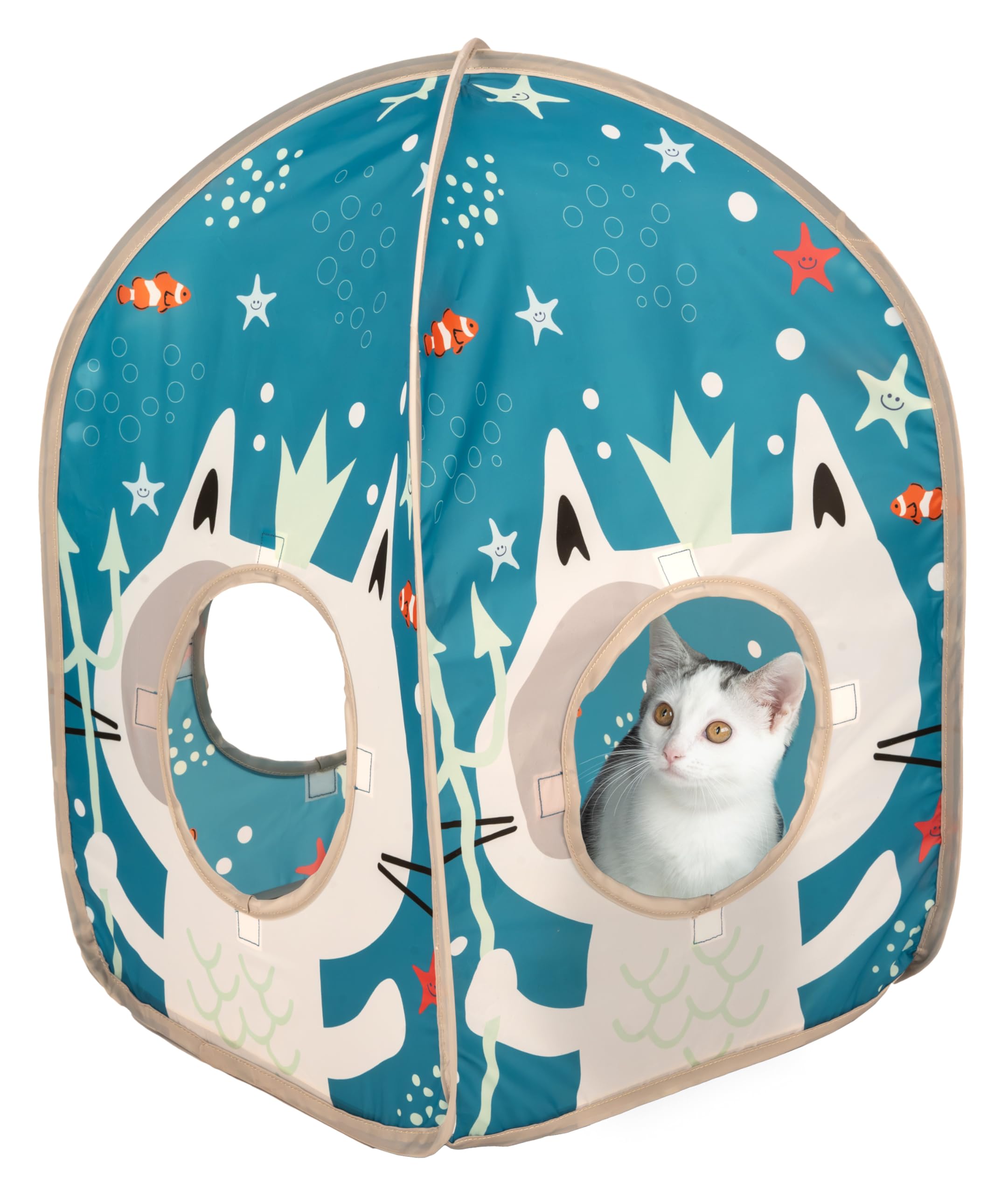 Kitty City Ocean Cat Play Furniture Set - Interactive Cat Climbing Tower & Scratching Post Combo for Indoor Cats | Perfect for Playtime & Exercise in Small Spaces