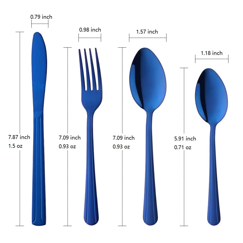 **Buyer Star 20-Piece Stainless Steel Flatware Set - Blue Silverware for Travel, Picnic & Camping - Dishwasher Safe - Service for 5 - Perfect for Outdoor Dining, BBQs & Parties**