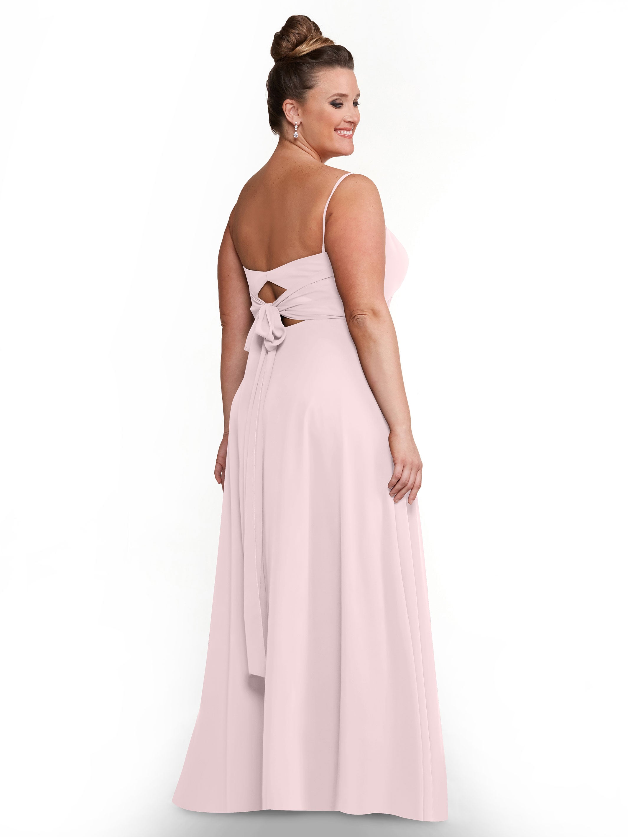 Elegant A-Line Bridesmaid Dress with Flowy Chiffon Skirt and Thigh Slit - Perfect for Weddings, Formal Events & Special Occasions