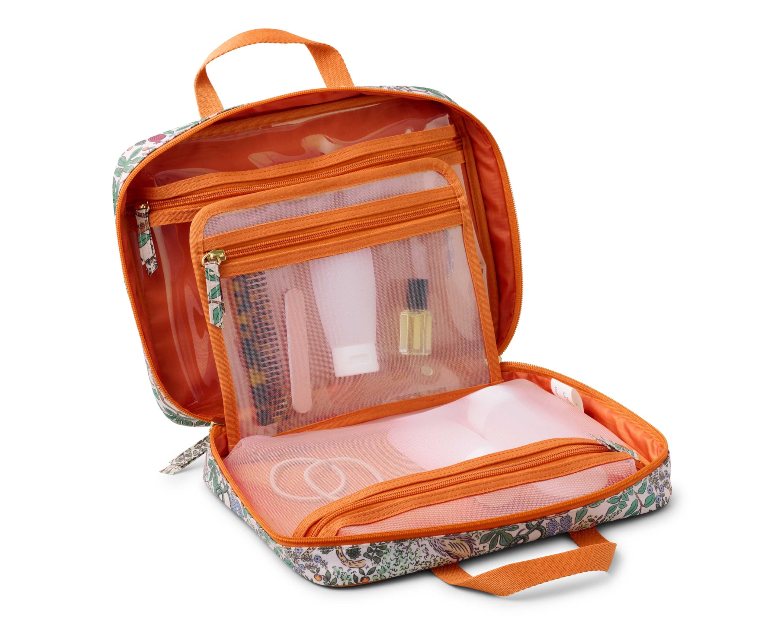 RIFLE PAPER CO. Travel Cosmetic Bag with Storage Pockets - Easy to Clean Waterproof Makeup Organizer - Stylish Safari Print Design - Perfect for Vacation, Business Trips & Daily Essentials Organization