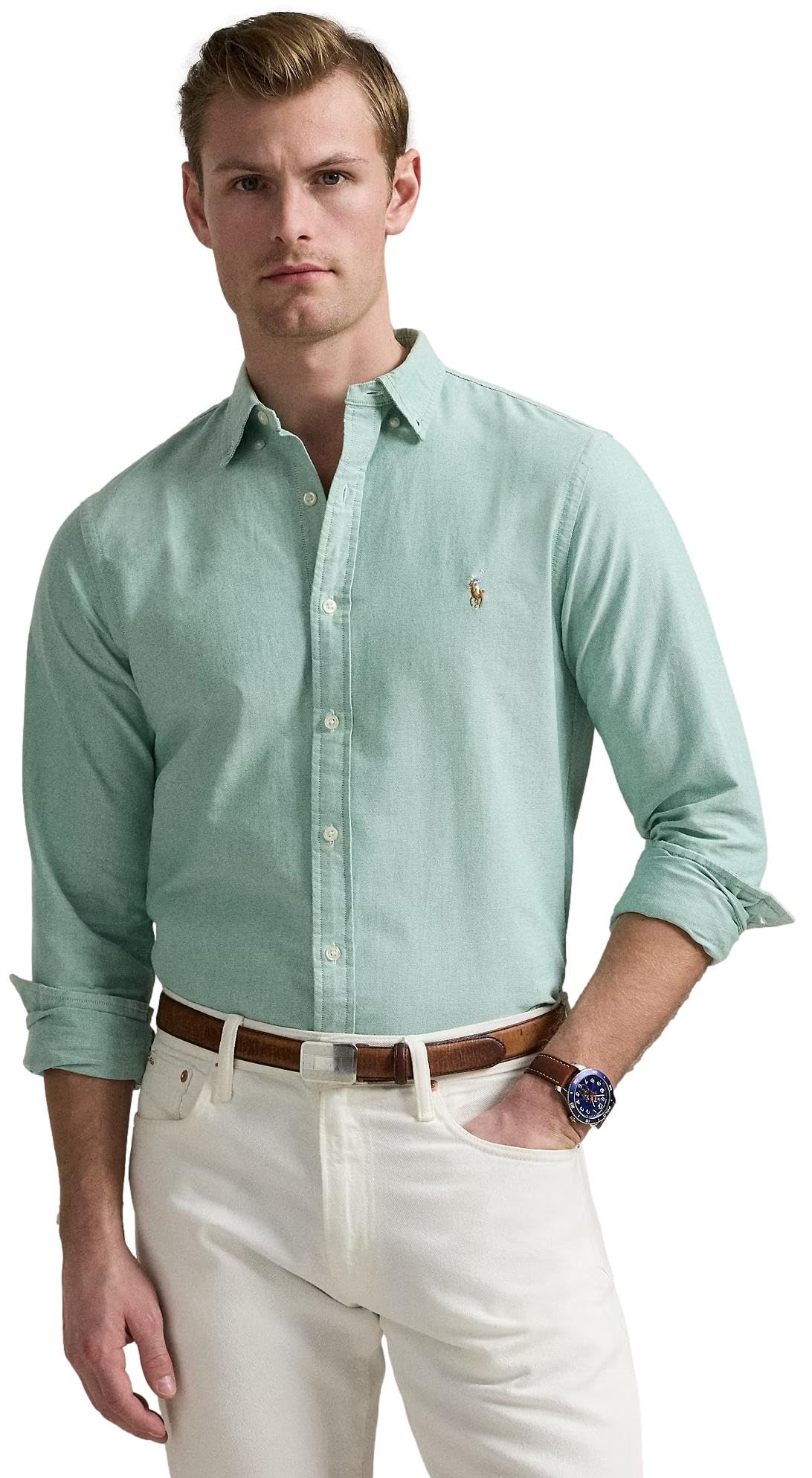 **Polo Ralph Lauren Men's Slim Fit Long Sleeve Oxford Button-Down Shirt for Business Casual & Office Wear**