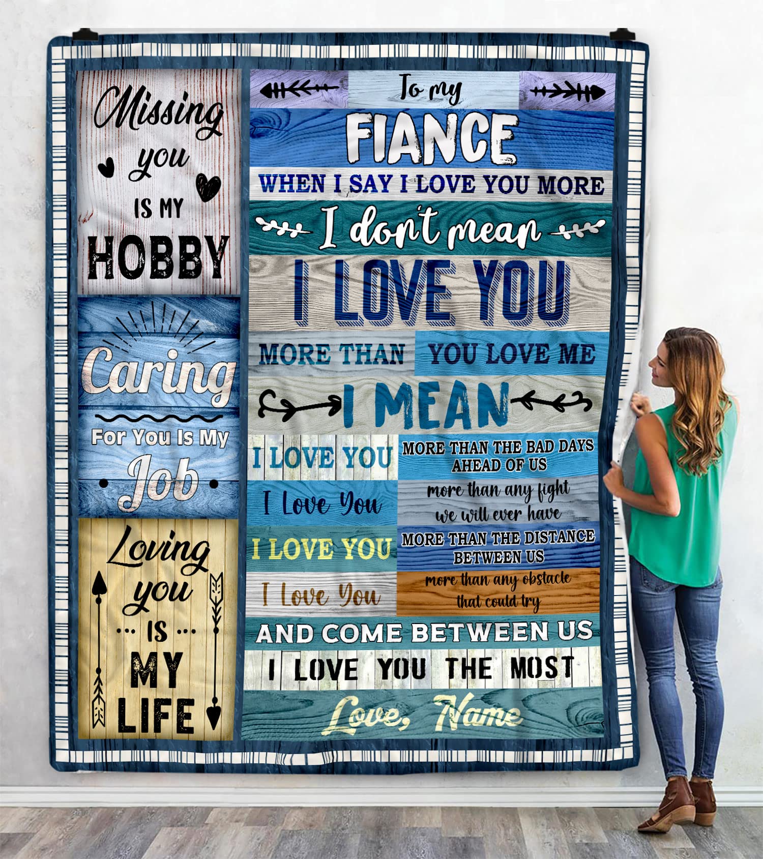 Custom Personalized 'To My Fiance' Blanket - Romantic Couples Gift for Valentine's Day, Engagement & Wedding - Soft Throw Blanket for Newlyweds - Perfect Anniversary Gift for Him/Her - Cozy Home Decor for Couples Snuggling