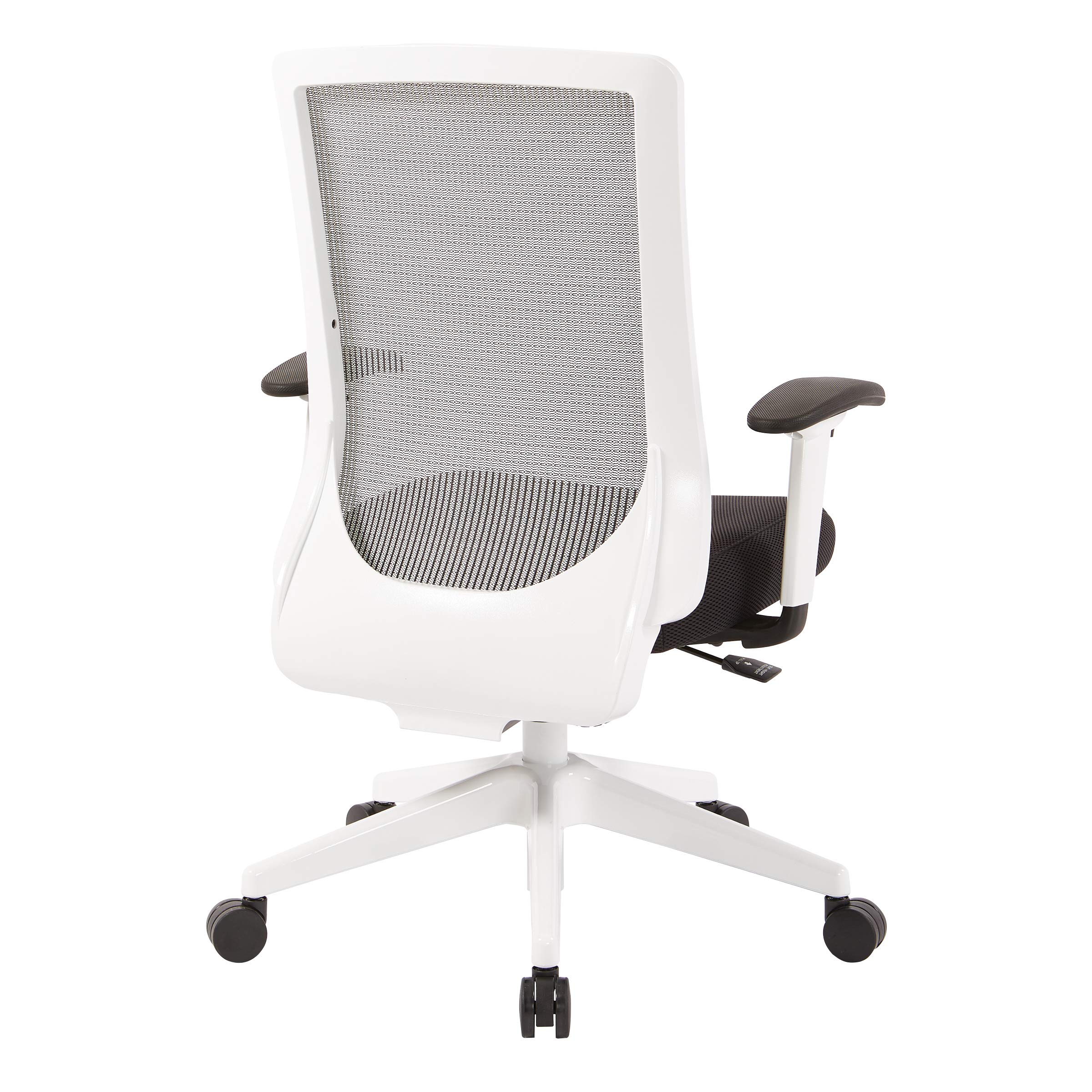 Space Seating 521 Series Ergonomic High Back Mesh Office Chair - Adjustable Height Arms, Seat Slider & Tilt Function - White & Black - Perfect for Home Office, Gaming & Workspace Comfort
