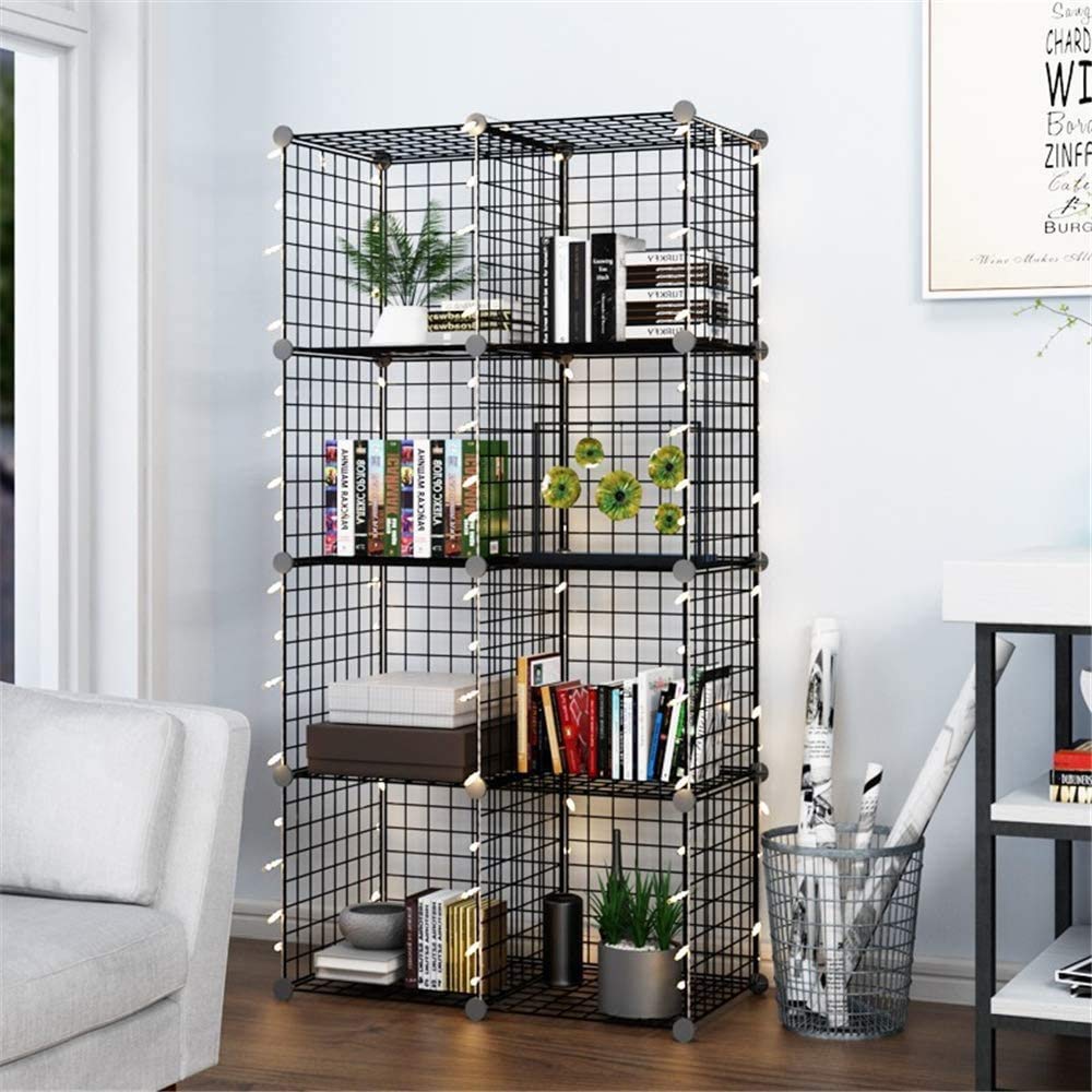Metal Wire Storage Bins & Modular Bookcase - 8-Cube Stackable Organizer for Office, DIY Closet & Home Organization | Perfect for Cubby Units, Bookshelves & Easy Assembly