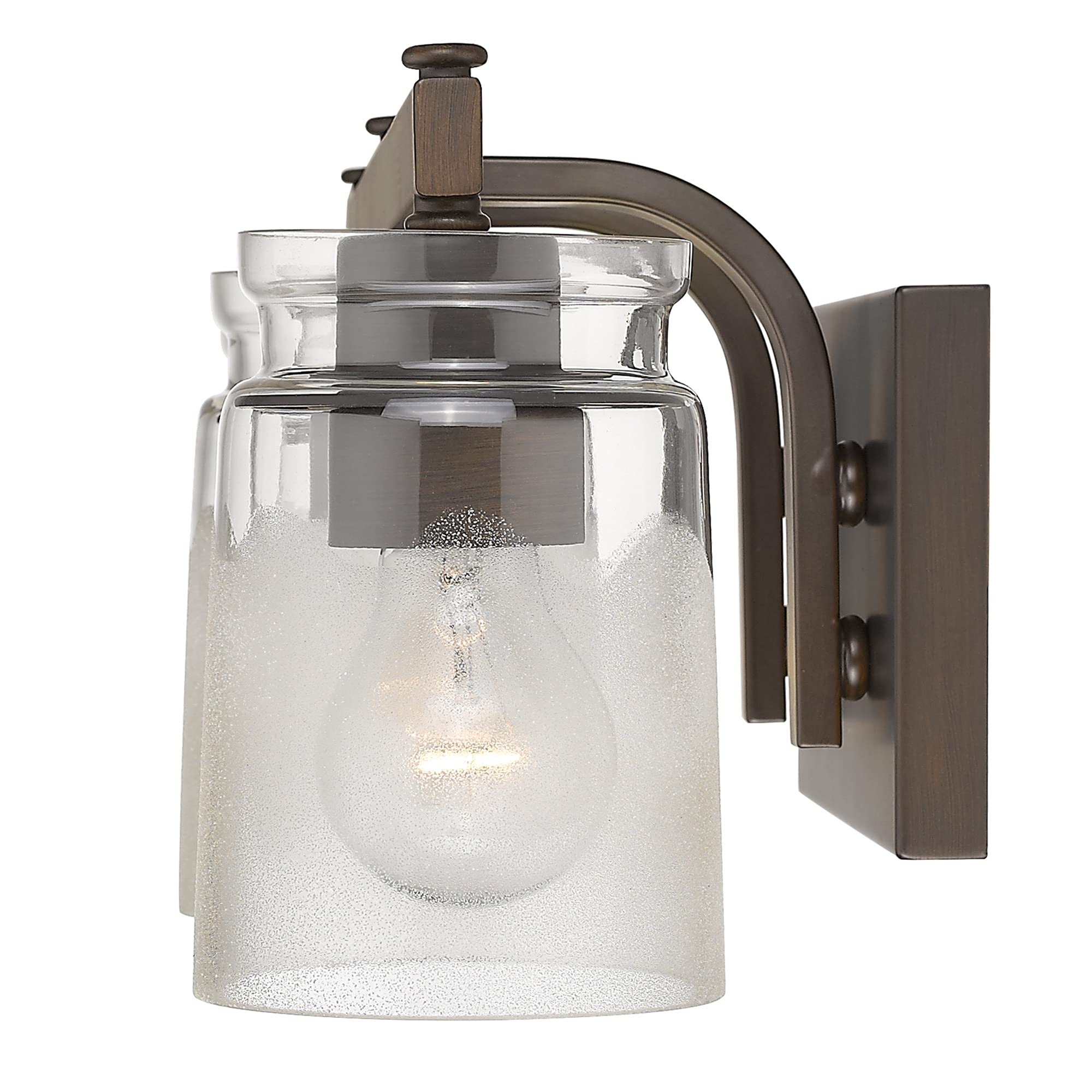 Golden Lighting - Travers 3-Light Bath Vanity Fixture in Rubbed Bronze with Clear Artisan Glass - Modern Vanity Lights for Bathroom, Bedroom & Dressing Room - Bathroom Lighting Fixture for Home Decor & Renovation