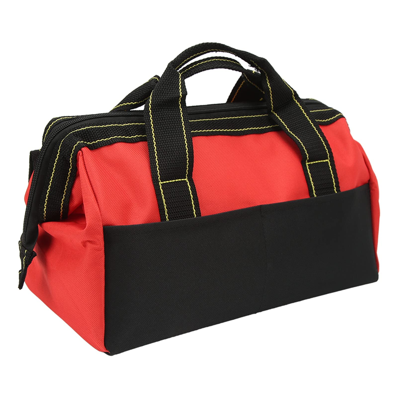 ASixxSix 16 Inch Heavy Duty Tool Bag - 1680D Oxford Cloth Wide Mouth Tool Storage with 5 Pockets for Construction, Carpentry, Gardening, Electrician & Home DIY (Red) - Perfect for Job Sites, Home Repairs and Professional Tool Organization