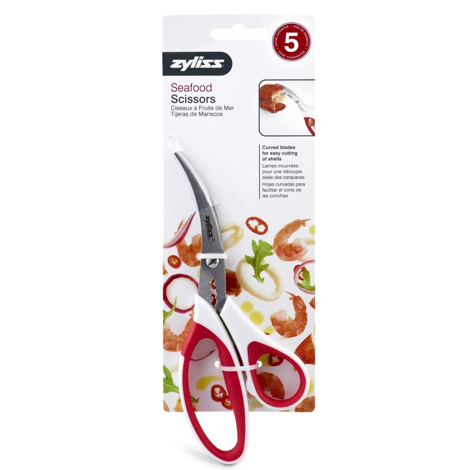 Zyliss Premium Seafood Scissors - Heavy Duty Kitchen Shears for Crab, Lobster & Shellfish - Ergonomic Non-Slip Grip - Dishwasher Safe - Perfect for Seafood Lovers & Home Chefs