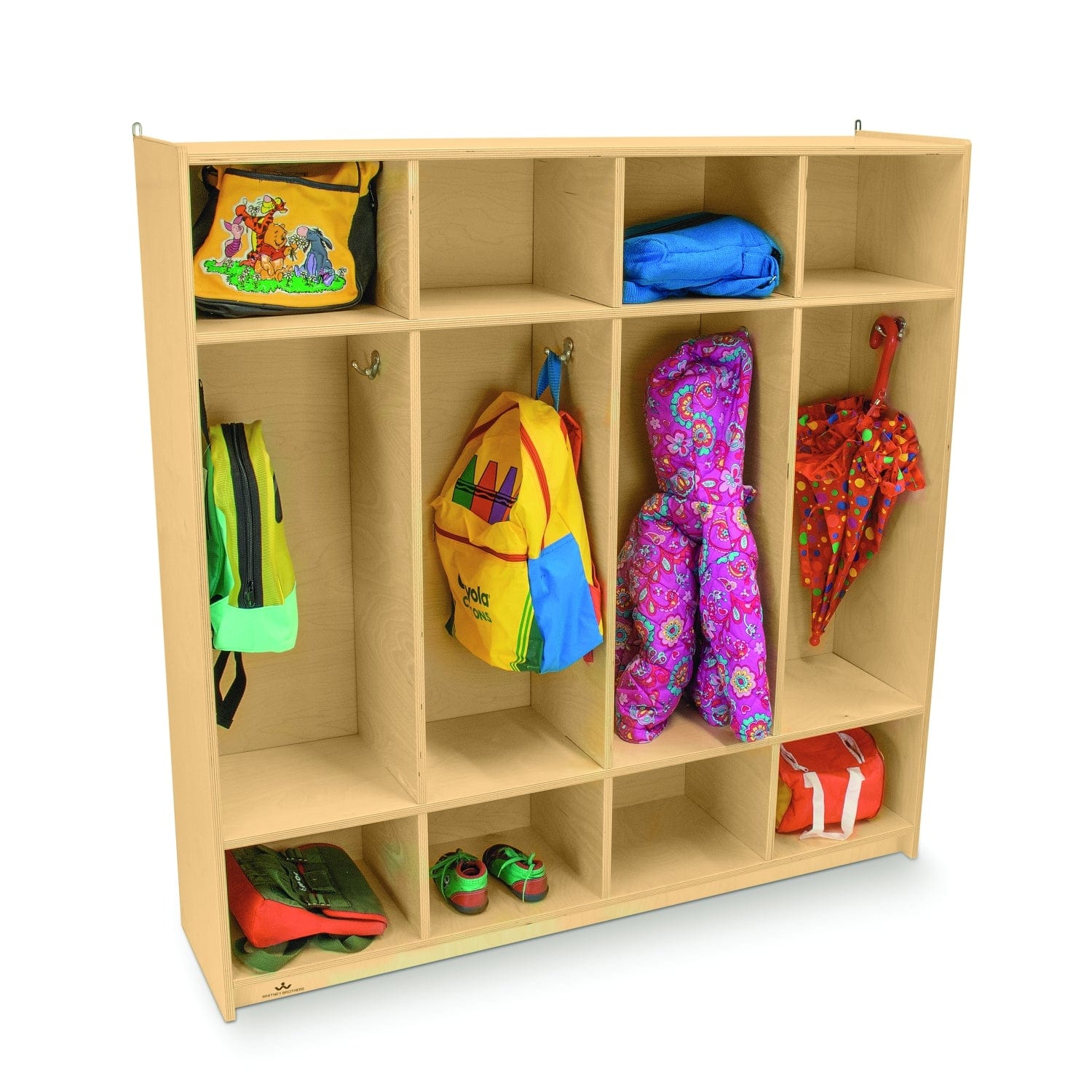 4-Section Coat Locker - Heavy Duty School & Office Storage Cabinet with Hooks - Perfect for Cloakrooms, Gyms & Entryway Organization