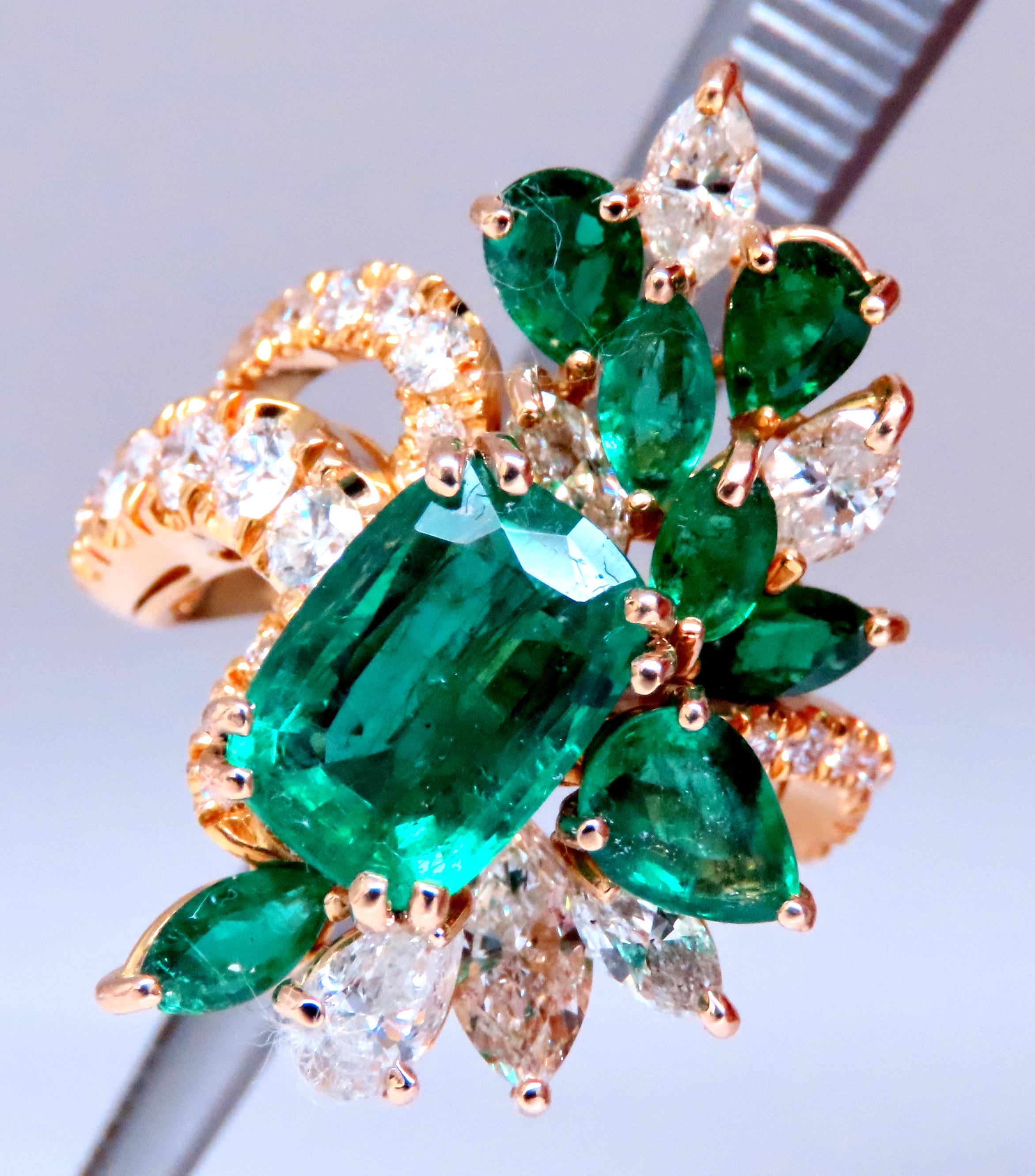 3.27ct GIA Certified Natural Emerald & Diamond Cocktail Ring in 14K White Gold (F2) - Elegant Statement Jewelry for Weddings, Parties & Special Occasions