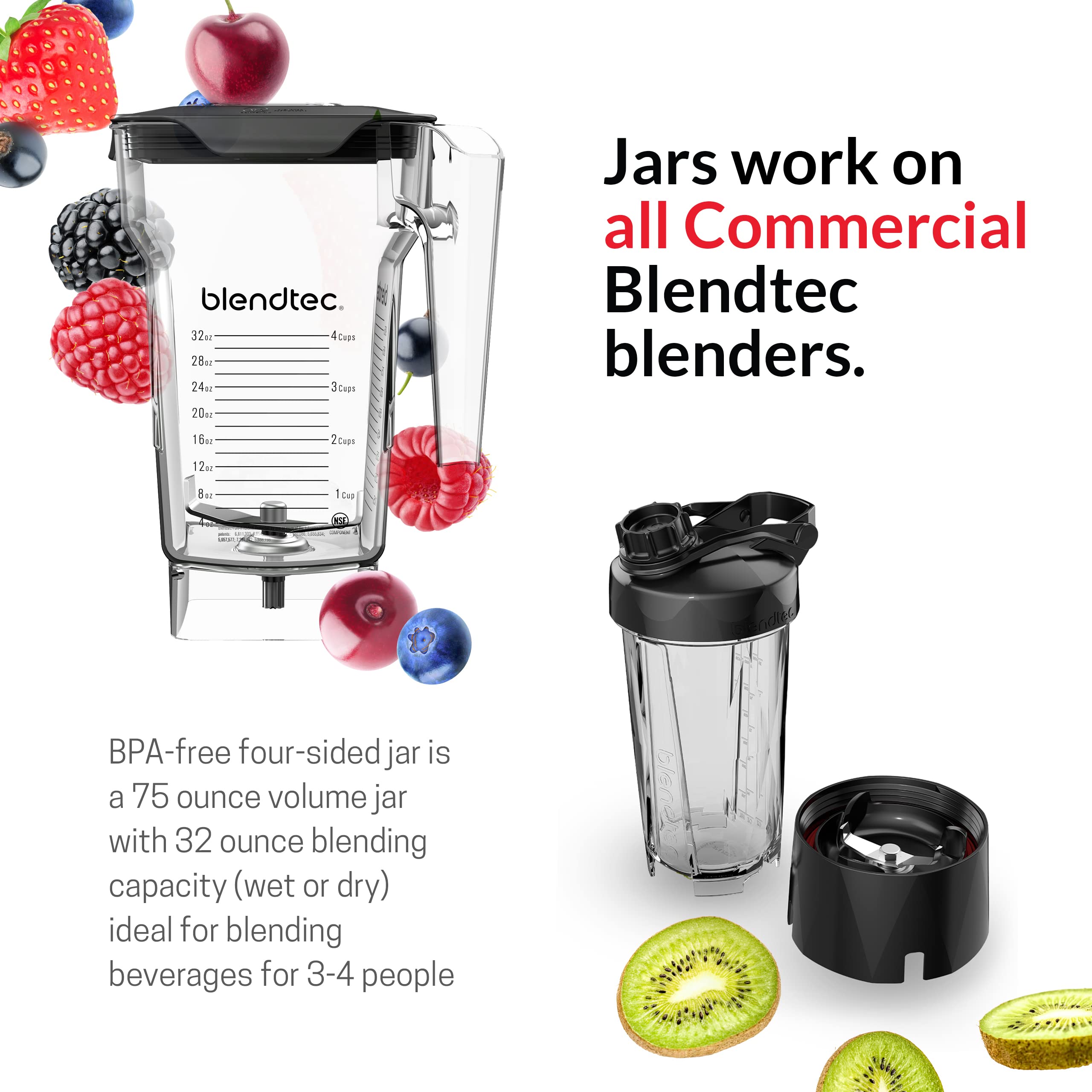 Blendtec Total Blender Classic - 10-Speed Professional Countertop Blender with 75oz FourSide Jar - 1560W High-Power Motor & 6 Pre-Programmed Cycles - Perfect for Smoothies, Soups, Nut Butters & Ice Crushing - Black Kitchen Blender for Home & Commercial Use