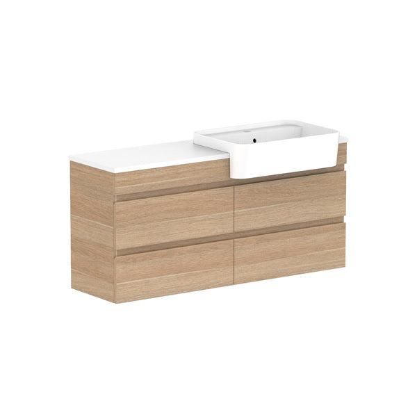 ADP Glacier Pro Semi-Recessed All-Drawer Twin Vanity with Solid Surface Top - Modern Bathroom Sink Cabinet for Master Bath & Guest Room Remodel