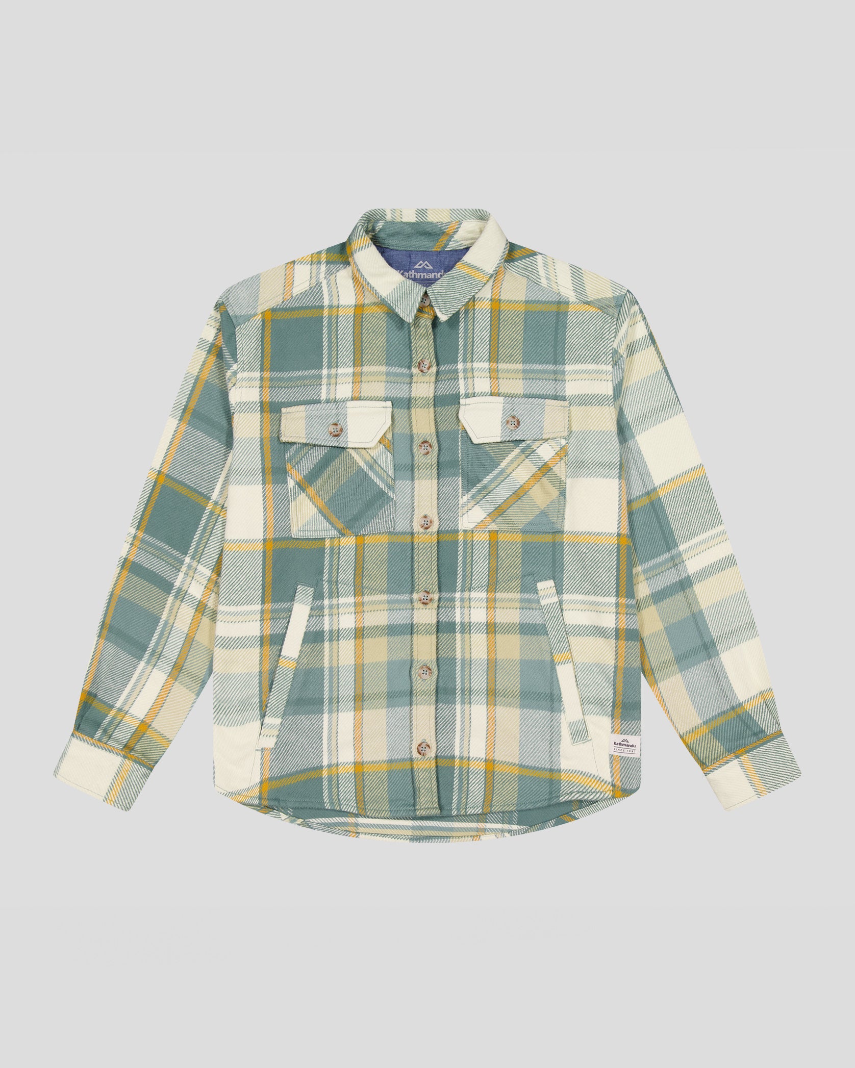 Women's Huntly Long Sleeve Plaid Shirt - Light Forest Cabin Print - Casual Fall & Winter Flannel Top for Outdoor Adventures & Cozy Home Wear