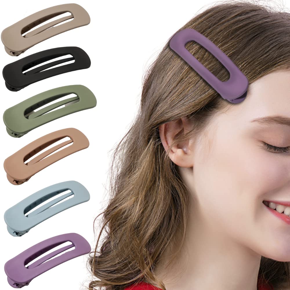 6 Pack French Concord Hair Clips - Matte Finish Alligator Hair Claw Clips for Women & Girls | Decorative Flat Snap Barettes, Banana & Duck Bill Clips | Perfect for School, Work, Parties & Everyday Styling