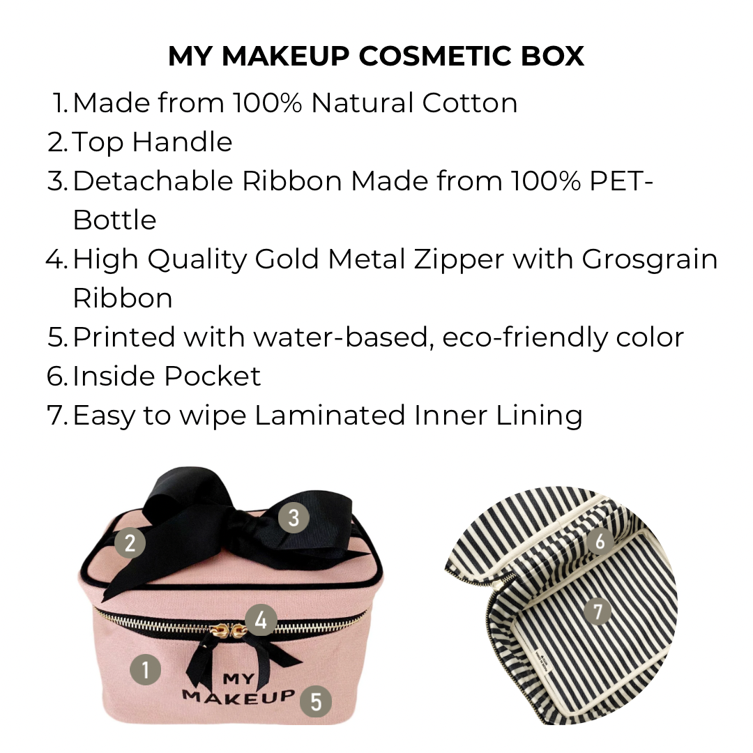 Pink Makeup Cosmetic Box with Mirror - Travel-Friendly Blush Organizer for Makeup Brushes & Cosmetics | Perfect for Home, Travel & Salon Use