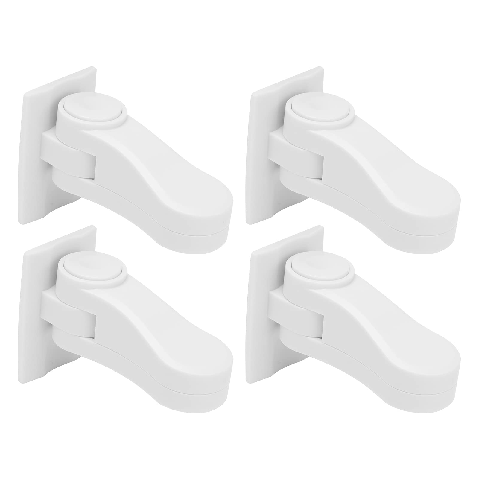 4Pcs ABS White Door Lever Locks - Child Safety No Drilling Door Handle Locks for Toddlers - Prevent Kids from Opening Doors - Perfect for Baby Proofing Homes, Nurseries, and Pet Safety