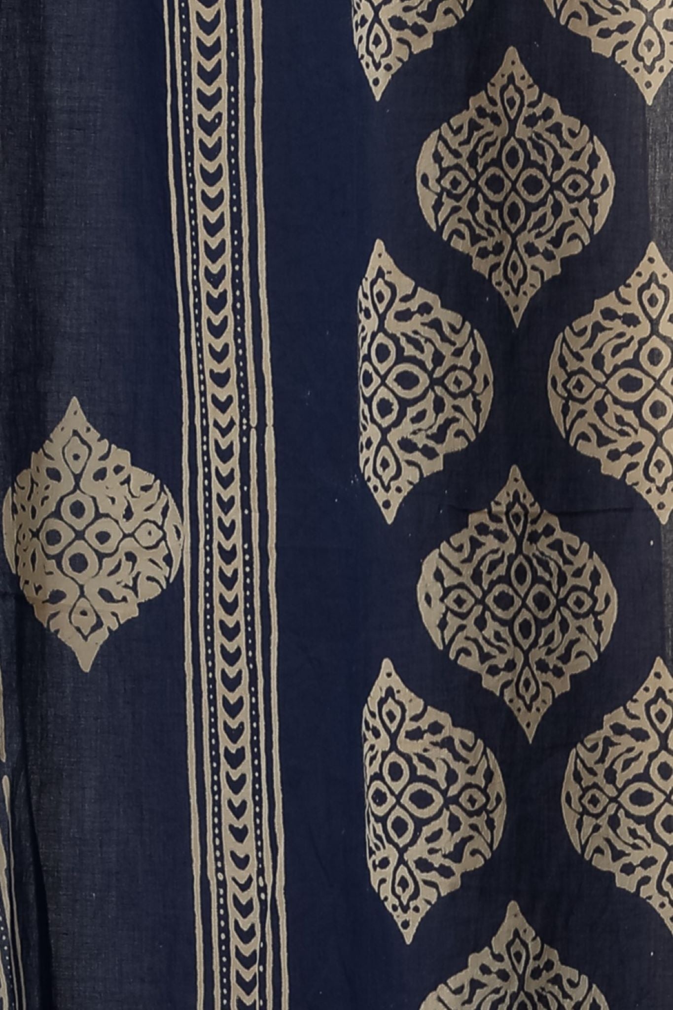 Handblock Printed Cotton Door Curtain - SootiSyahi 'Bluestars' Design | Eco-Friendly Home Decor for Living Room, Bedroom & Entryway